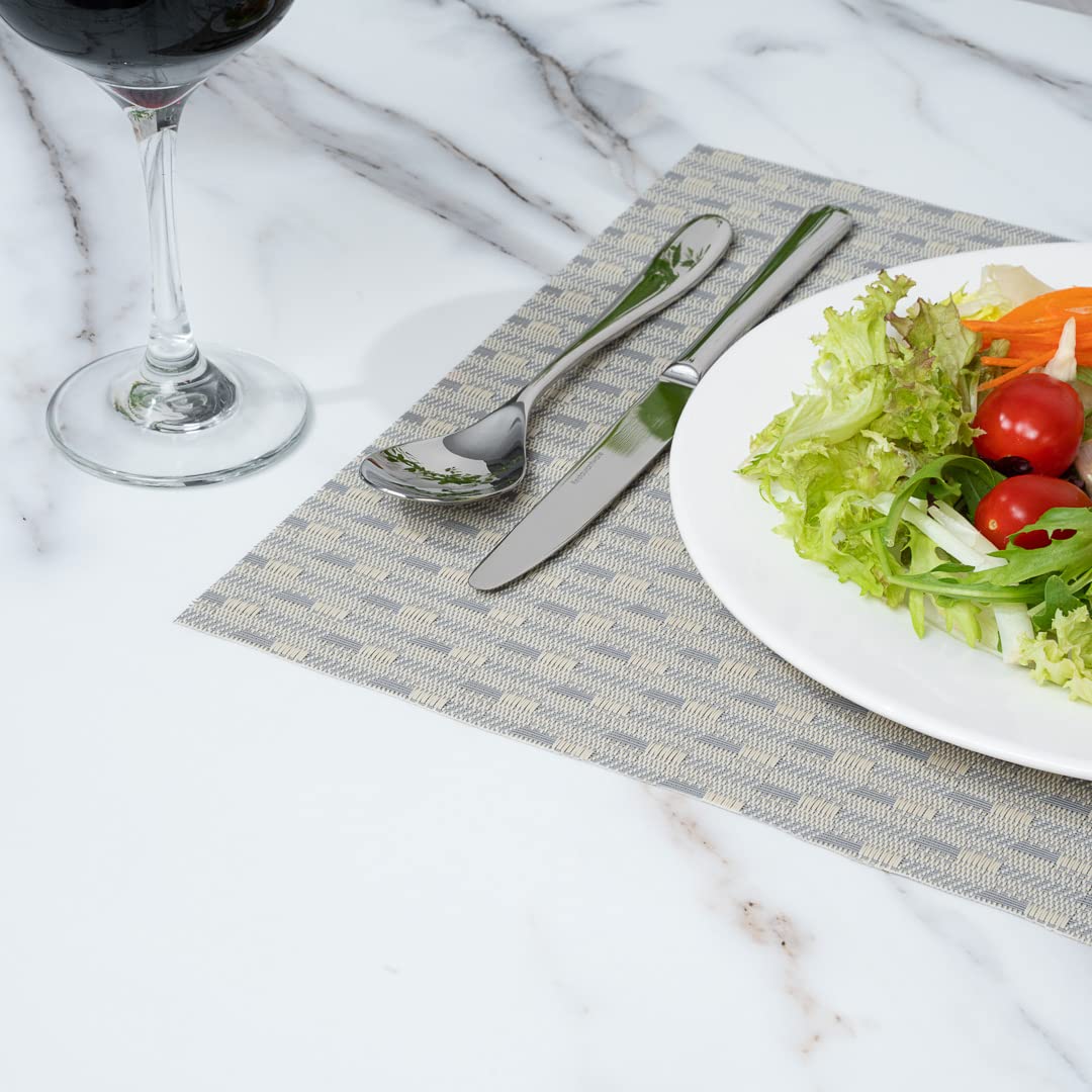 Restaurantware Speculo 16x12 Inch Woven Vinyl Placemats Set of 6 - Stain-Resistant, Easy Clean Rectangle Table Mats for Dining Room, Kitchen, Restaurant & Home Decor | Perfect for Everyday Meals, Dinner Parties & Holiday Gatherings