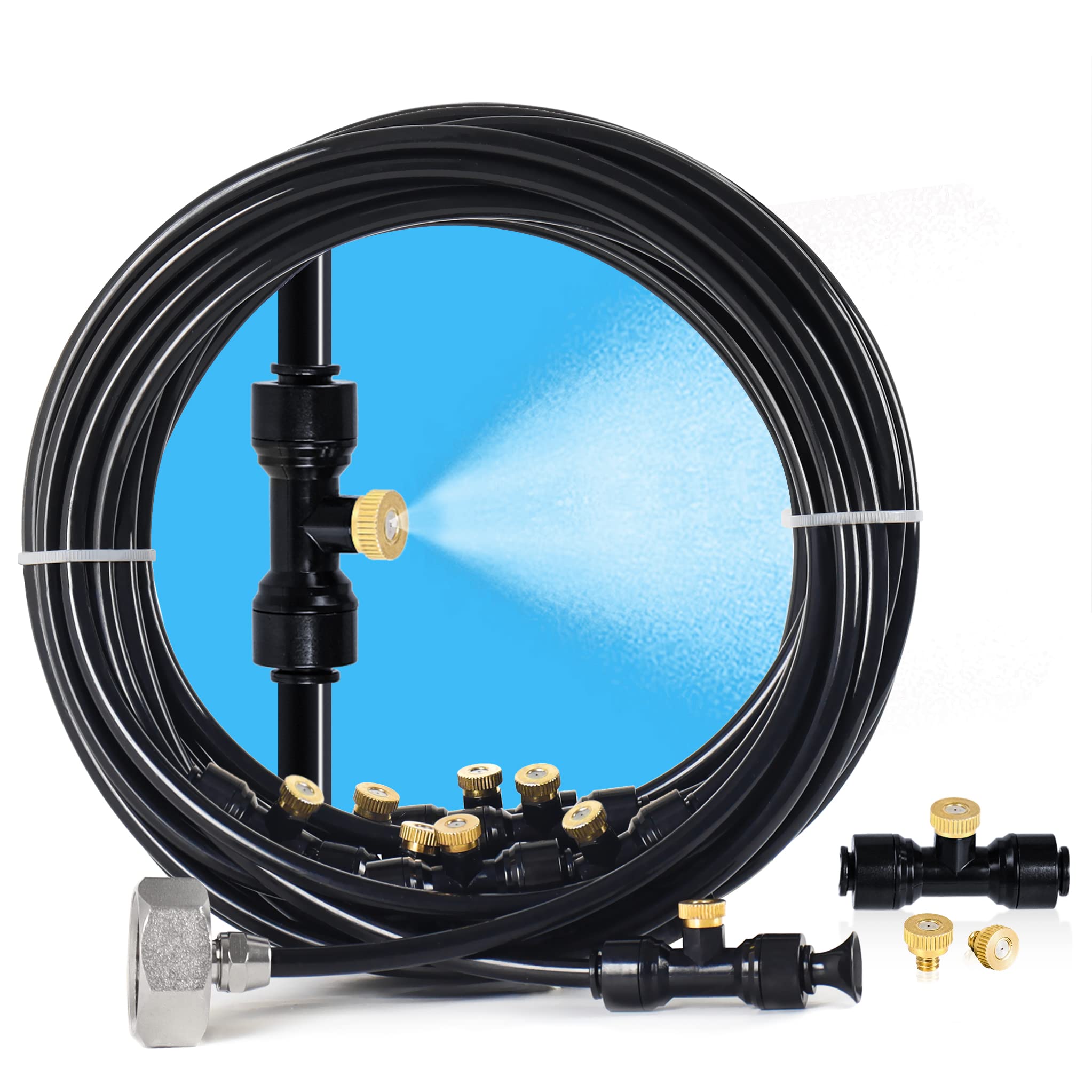 Bonviee 26FT Outdoor Misting Cooling System - 8 Nozzle Patio Mister Kit with 3/4