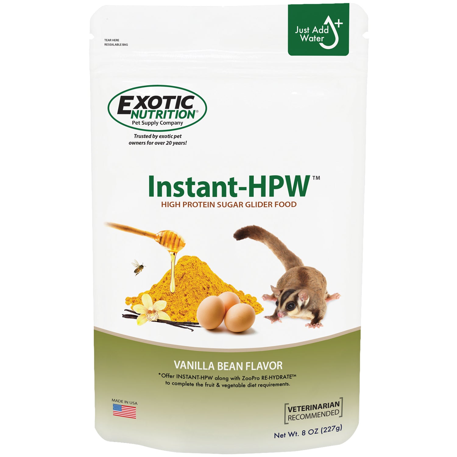 Premium Instant HPW Original Sugar Glider Food - High Protein Diet for Exotic Pets | Perfect for Feeding, Bonding & Nutritional Supplement
