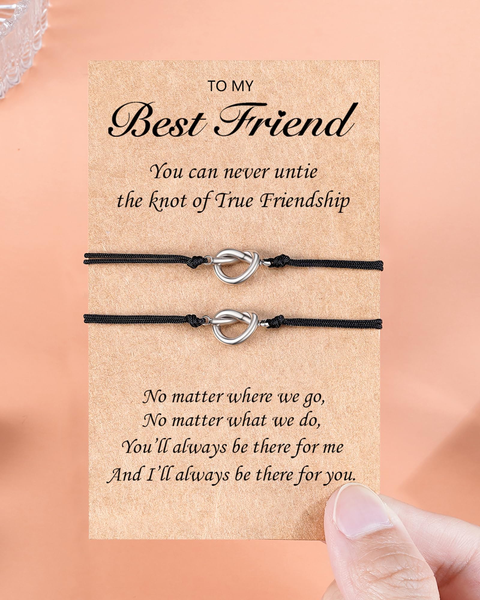 Jeka Love Knot Bracelets for Women - Best Friend & Sister Matching Jewelry Set, Sterling Silver Adjustable Bracelet for Birthday, Wedding, Christmas Gifts (Perfect for Anniversaries, Valentine's Day & Everyday Wear)