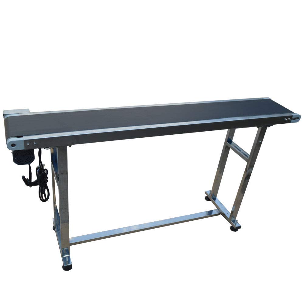 INTBUYING 110V PVC Belt Conveyor Machine - 59 Inch Length, 7.8 Inch Width - Packaging, Assembly Line, Warehouse Transport - No Guardrail Design for Easy Loading