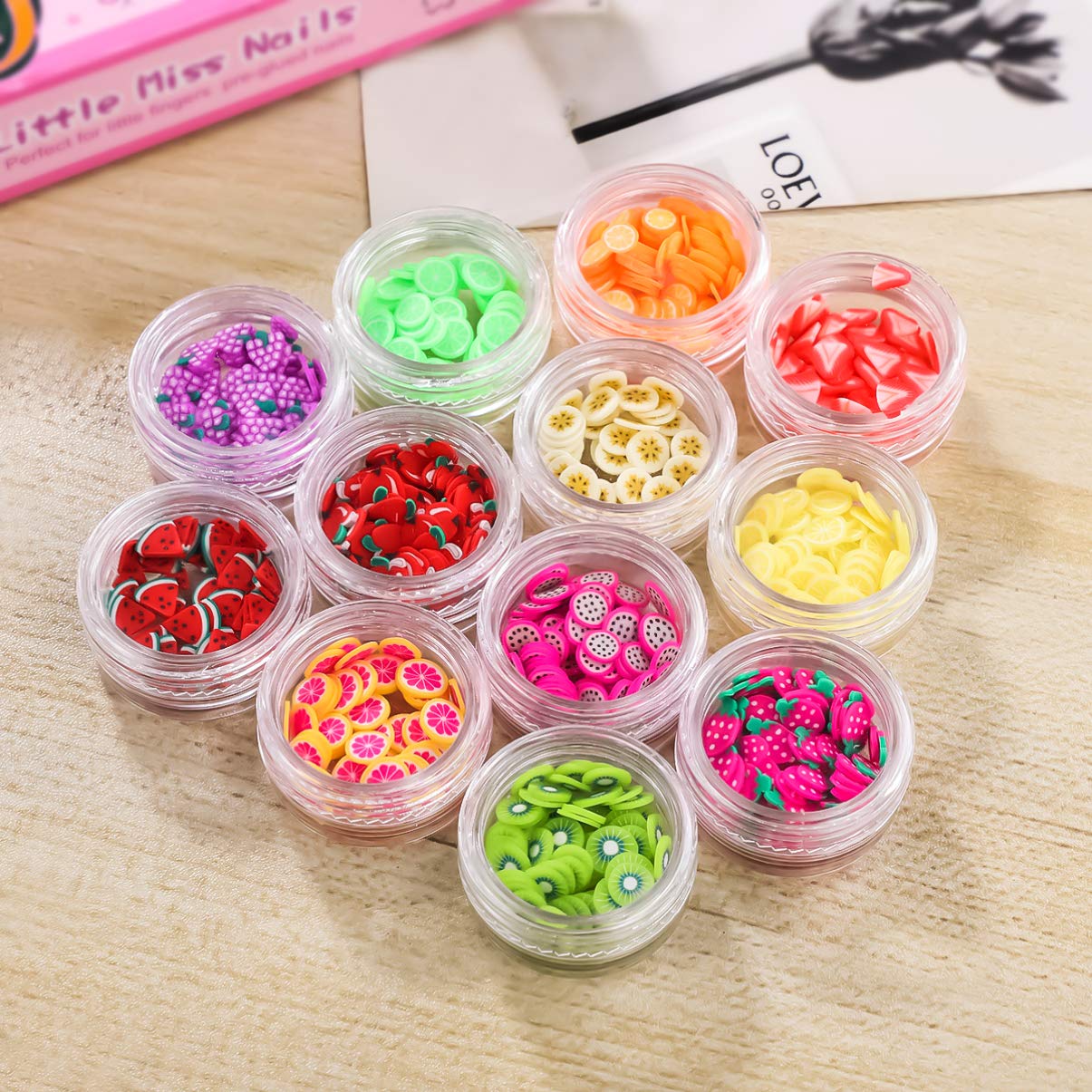 Lurrose DIY Clay Nail Art Decorations Kit - 1 Set of Fruit Slice Nail Charms for Creative Nail Designs | Perfect for Home Manicures, Nail Salon Decor & Kids Craft Activities