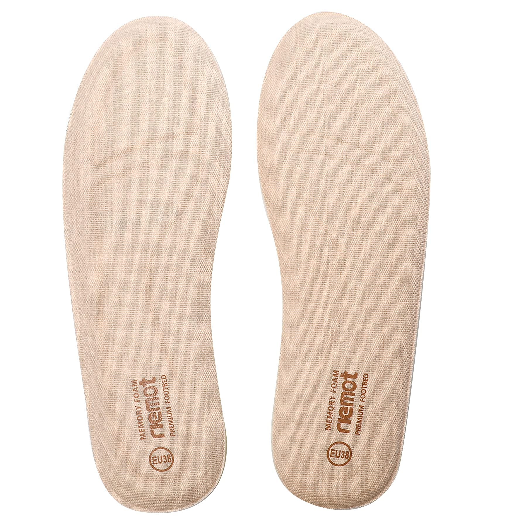 **Riemot Memory Foam Insoles for Women - Comfort Cushioning Shoe Inserts, Super Soft Replacement Innersoles for Sneakers, Slippers & Boots - Breathable Full-Length Shoe Insoles (Beige, EU 38, US Women 7/Men 5) - Perfect for Work, Walking & All-Day Comfort**