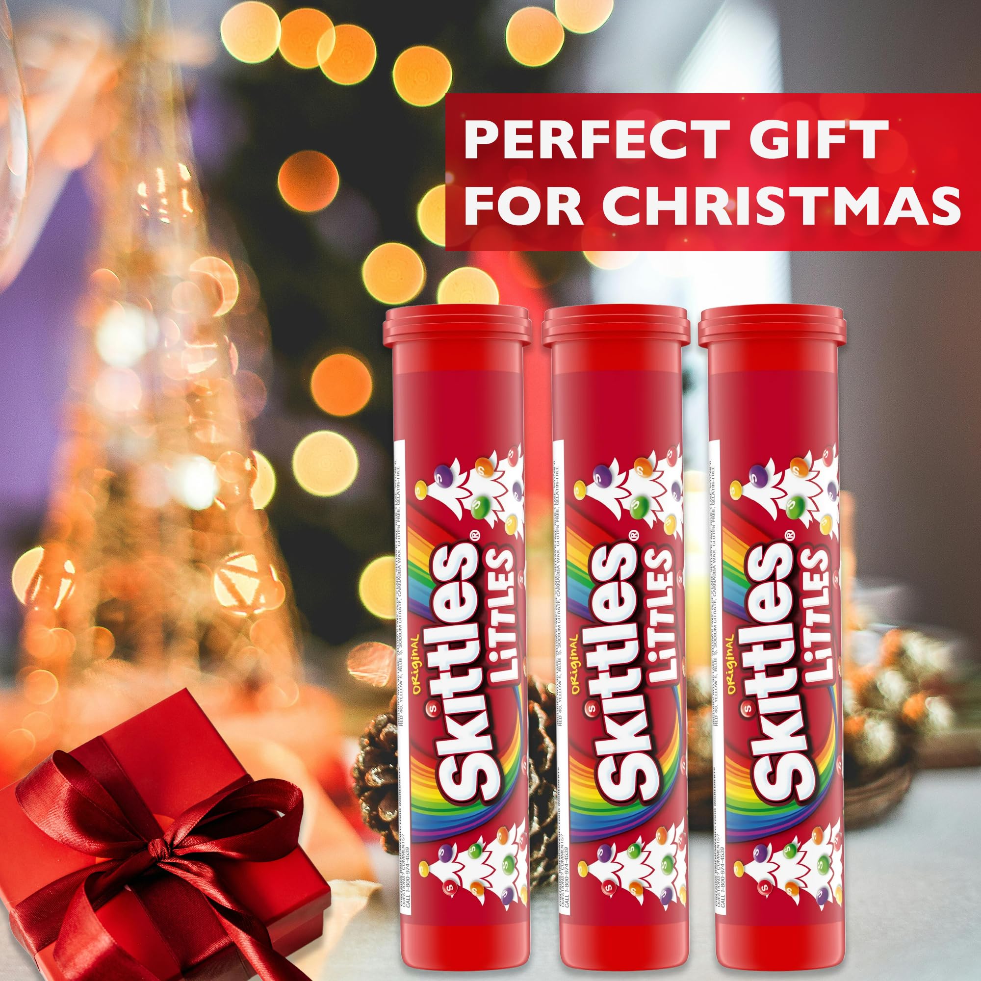 Delicious Fruit Candy Pieces - Christmas Candy Cane Tube 3-Pack | Fruity Candy Mega Tubes for Stocking Stuffers | Perfect Holiday Treat for Kids & Adults | Great for Christmas Parties, Gift Exchanges & Festive Snacking