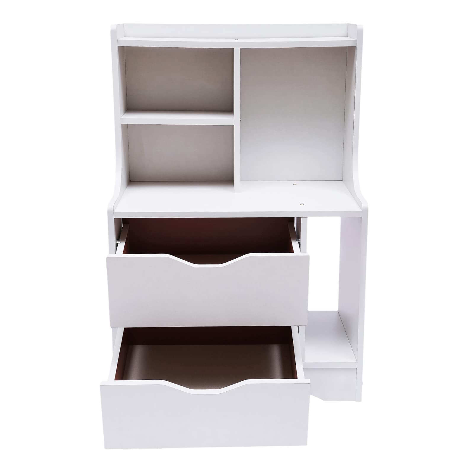 White Wood Nightstand with 2 Drawers - Bedside Table for Bedroom & Living Room Storage