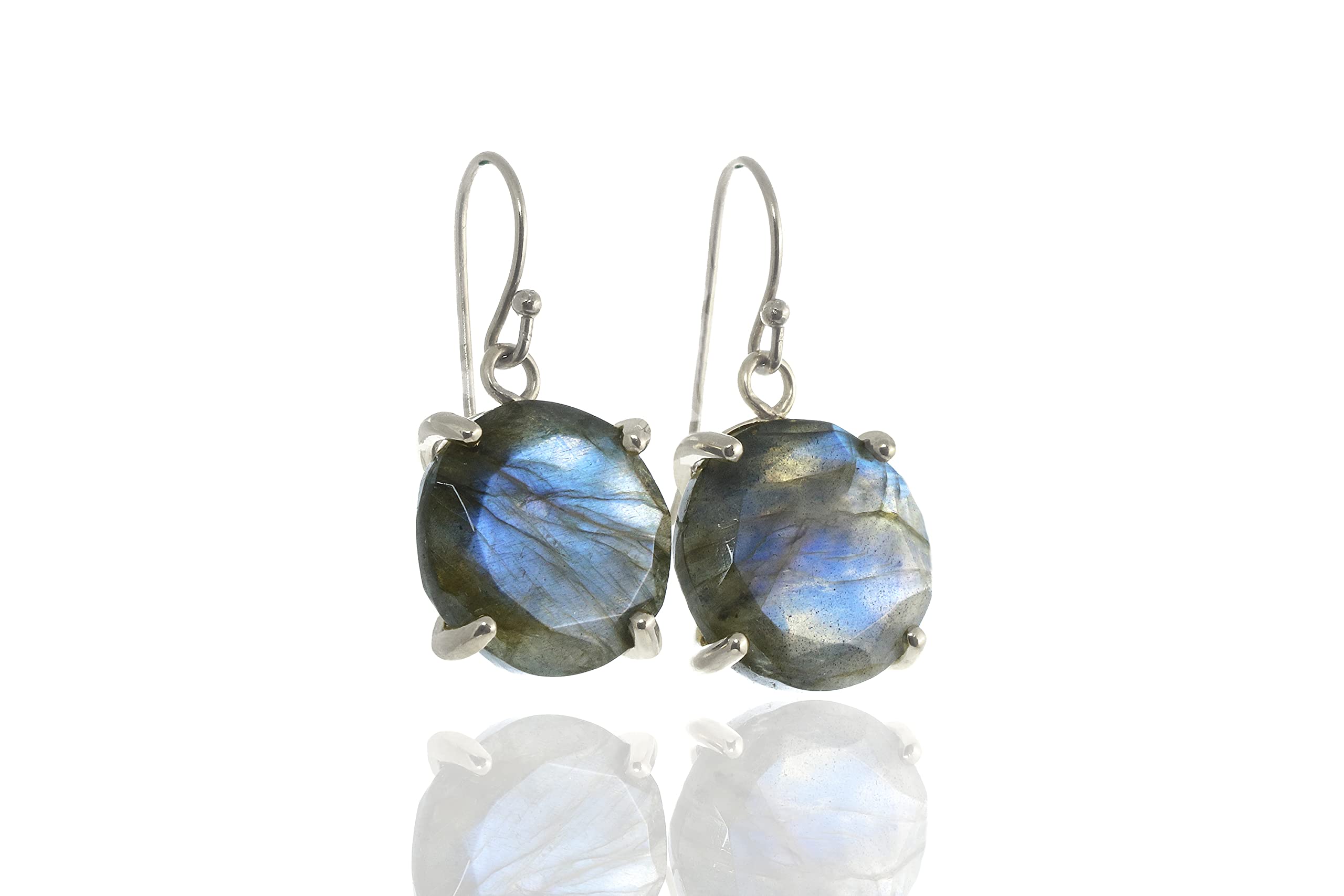 Handmade Anemone Blue Labradorite Dangle Earrings for Women - Sterling Silver Gemstone Jewelry with Gift Box - Customizable Artisan Earrings - Perfect for Weddings, Parties & Special Occasions