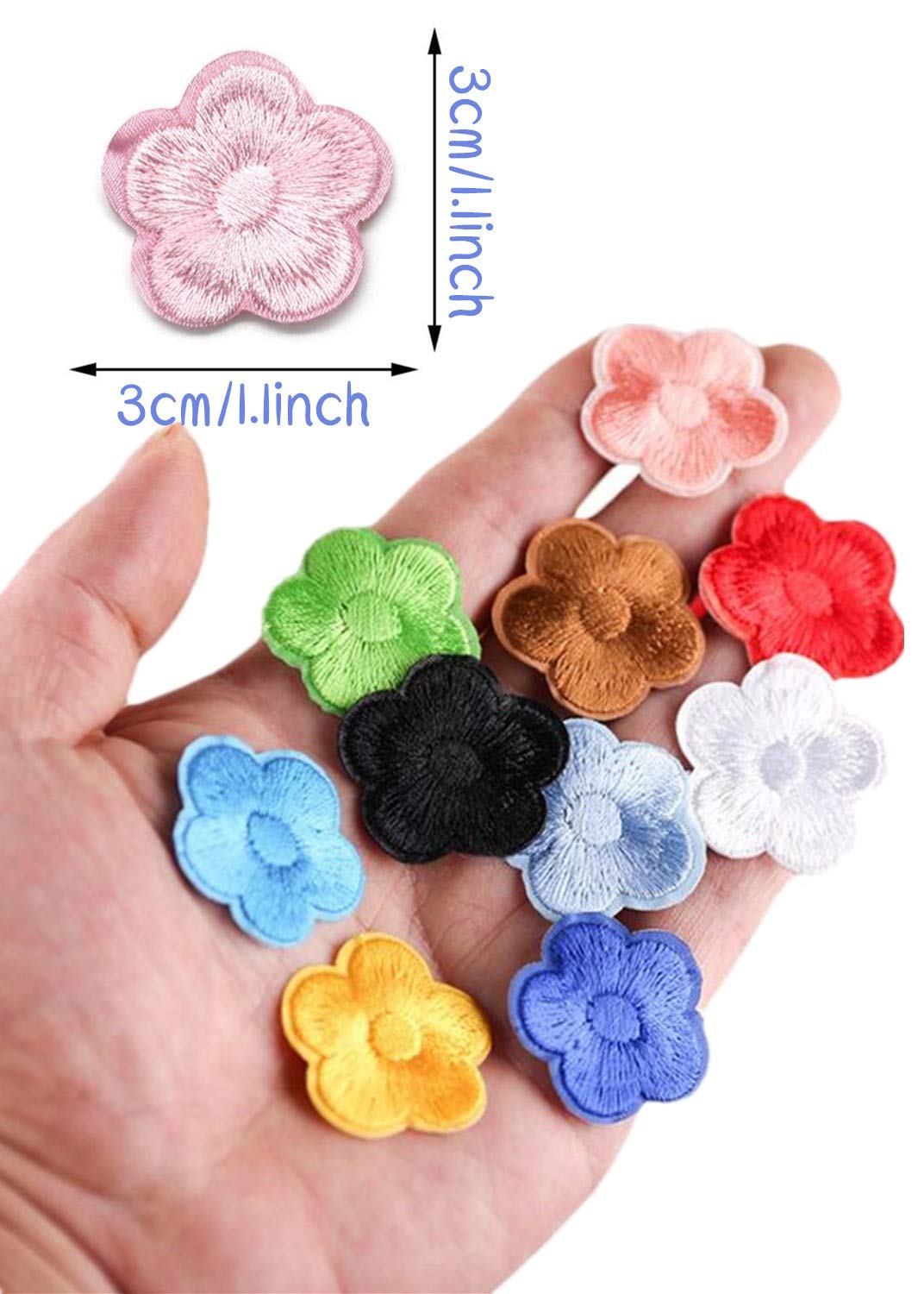33 Pieces Small Garden Flower Iron-On Embroidered Patches - Floral Turnera Sew-On Appliques for Clothing, Jackets, Backpacks & Shoes - DIY Repair & Decoration Embellishments (Yellow) - Perfect for Customizing Denim, Hats & DIY Crafts
