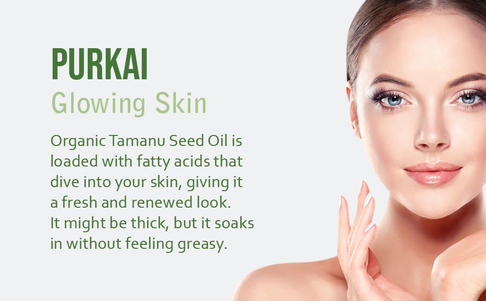 Purkai 100% Pure Organic Tamanu Oil - USDA Certified, Cold Pressed 16.9oz (500ml) | Premium Therapeutic Grade for Face Care, Skin Hydration, Hair Growth & Body Massage | Natural Solution for Dry Skin, Acne Treatment & Relaxing Spa Days