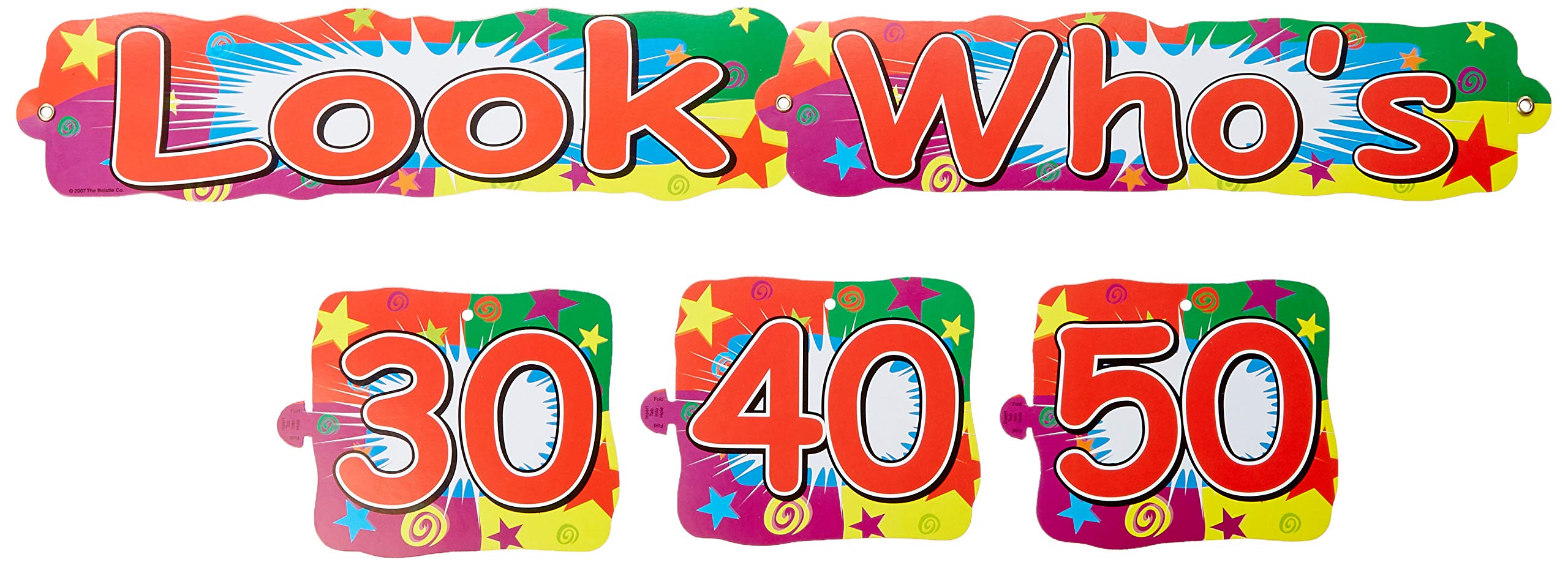 Beistle Look Who's (30/40/50) Birthday Party Streamers - Colorful Decorative Hanging Ribbons for Birthday Celebrations, Baby Showers & Special Events