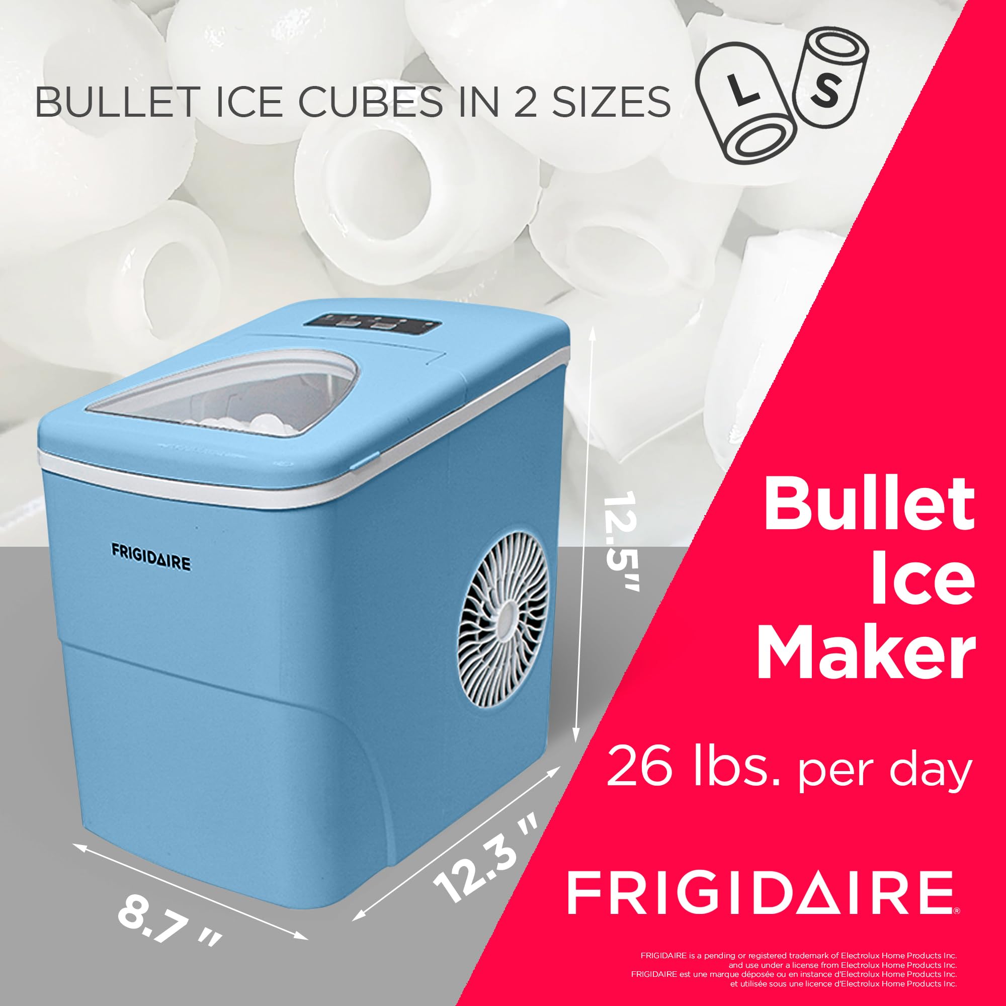 Frigidaire EFIC108-Blue Portable Countertop Ice Maker - 26 lbs Daily Output - Compact & Energy Efficient - Perfect for Home, Office, RV, and Outdoor Use