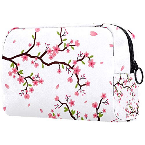 TIKISMILE Large Cherry Blossom Makeup Bag for Women - Waterproof Travel Cosmetic Pouch & Toiletry Organizer | Perfect for Travel, Gym, Beach & Daily Use