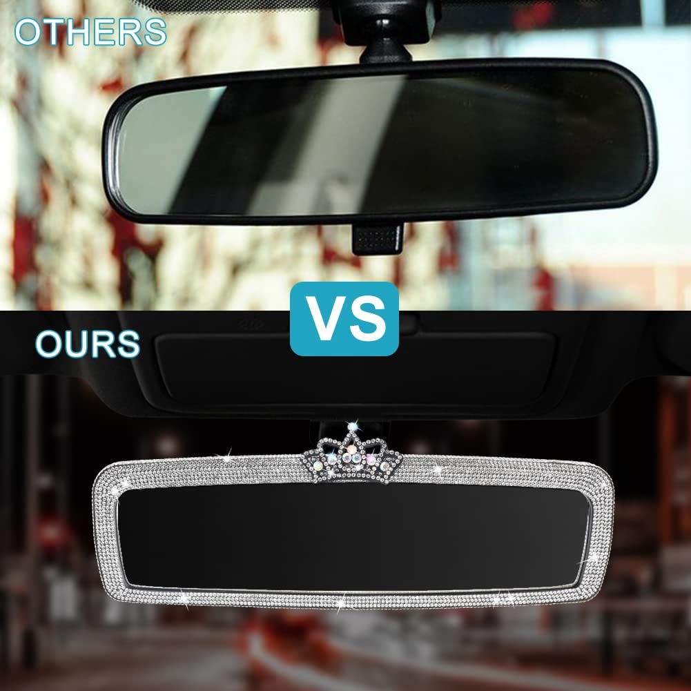 Sparkling Rhinestone Car Rear View Mirror Cover - Crystal Diamond Decor for Women - Universal Fit for All Car Models - Enhance Interior Style & Visibility - Perfect for Daily Commute, Road Trips & Gifts