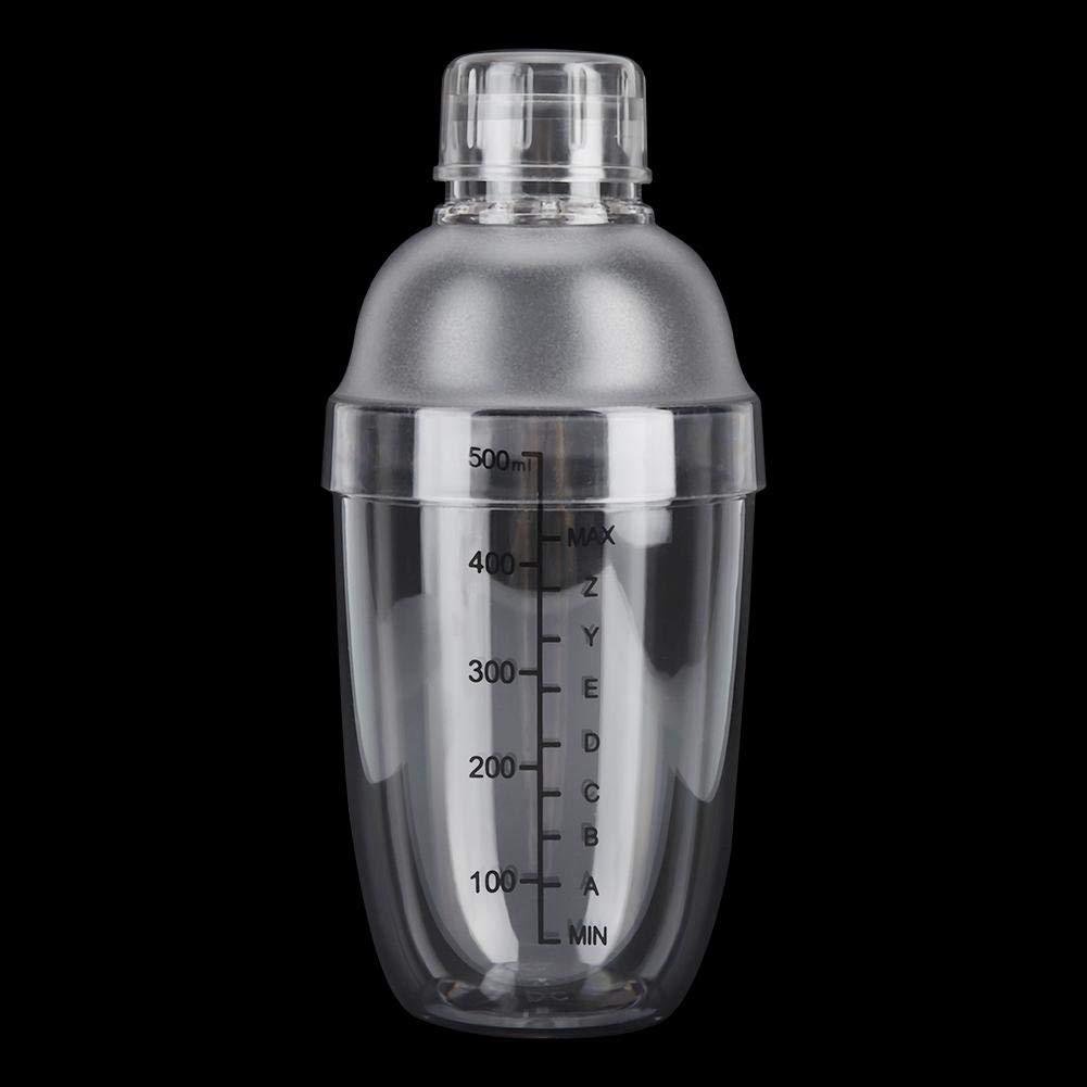 Premium 500ML Plastic Cocktail Shaker - Transparent PC Drink Mixer with Measurement Scales & Leak-Proof Lid - Perfect for Milk Tea, Cocktails, Protein Shakes & Bar Use at Home or Professional Bartending