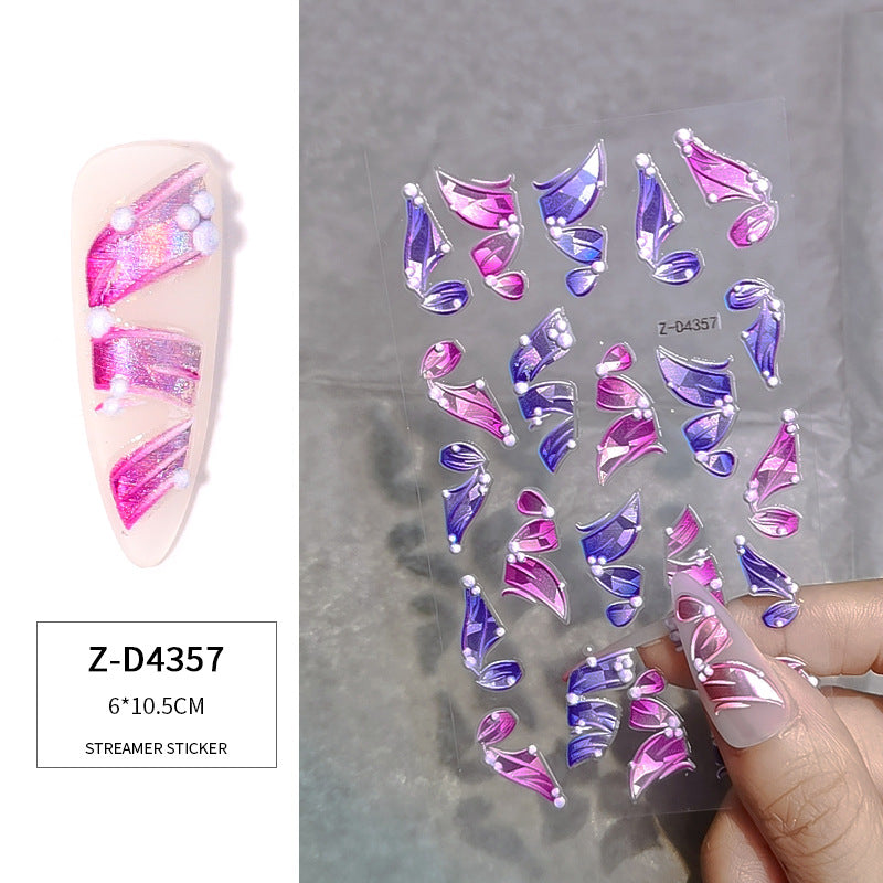 3D Multicolor Nail Art Stickers - Self-Adhesive Nail Decals for DIY Manicure, Perfect for Parties, Weddings, and Special Occasions