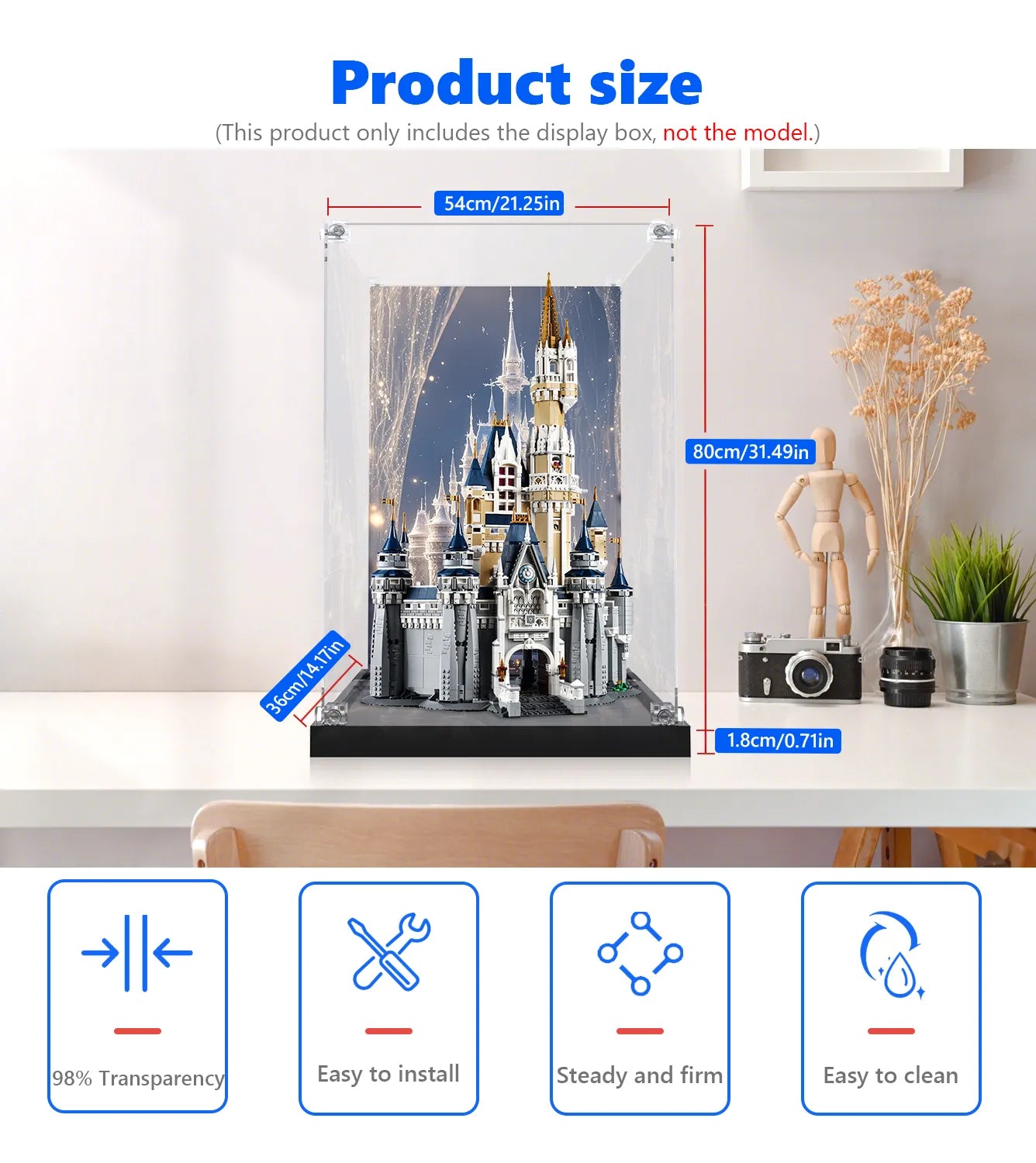 LEGO® Disney The Disney Castle 71040 Display Case - Premium Acrylic Protector for Collectible Building Sets - Perfect for Showcasing & Protecting Your Disney LEGO® Collection at Home or Office
