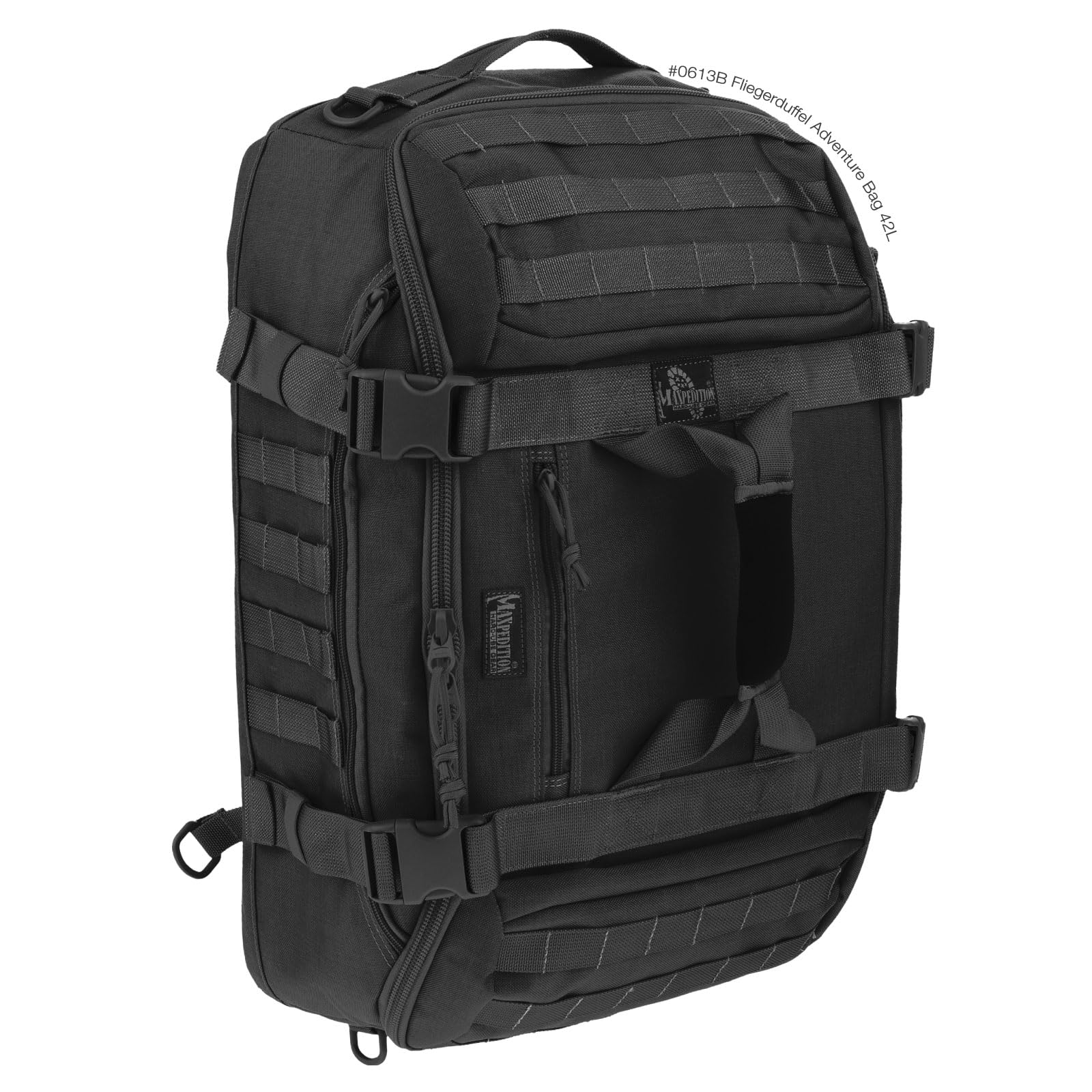 Maxpedition Fliegerduffel Adventure Duffle Bag - Heavy Duty Travel & Tactical Gear for Outdoor Camping, Hiking & Military Use (Black)
