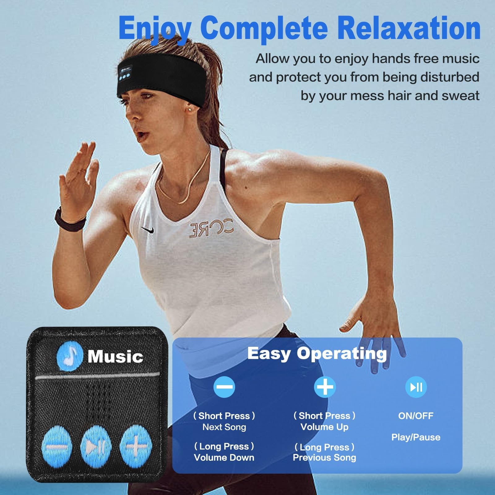 Bluetooth Sleep Headphones Wireless Sports Headband - Ultra-Thin HD Stereo Speakers with Bluetooth 5.2 for Sleeping, Workout, Jogging, Yoga, Meditation | Perfect for Night Use, Travel & Relaxation