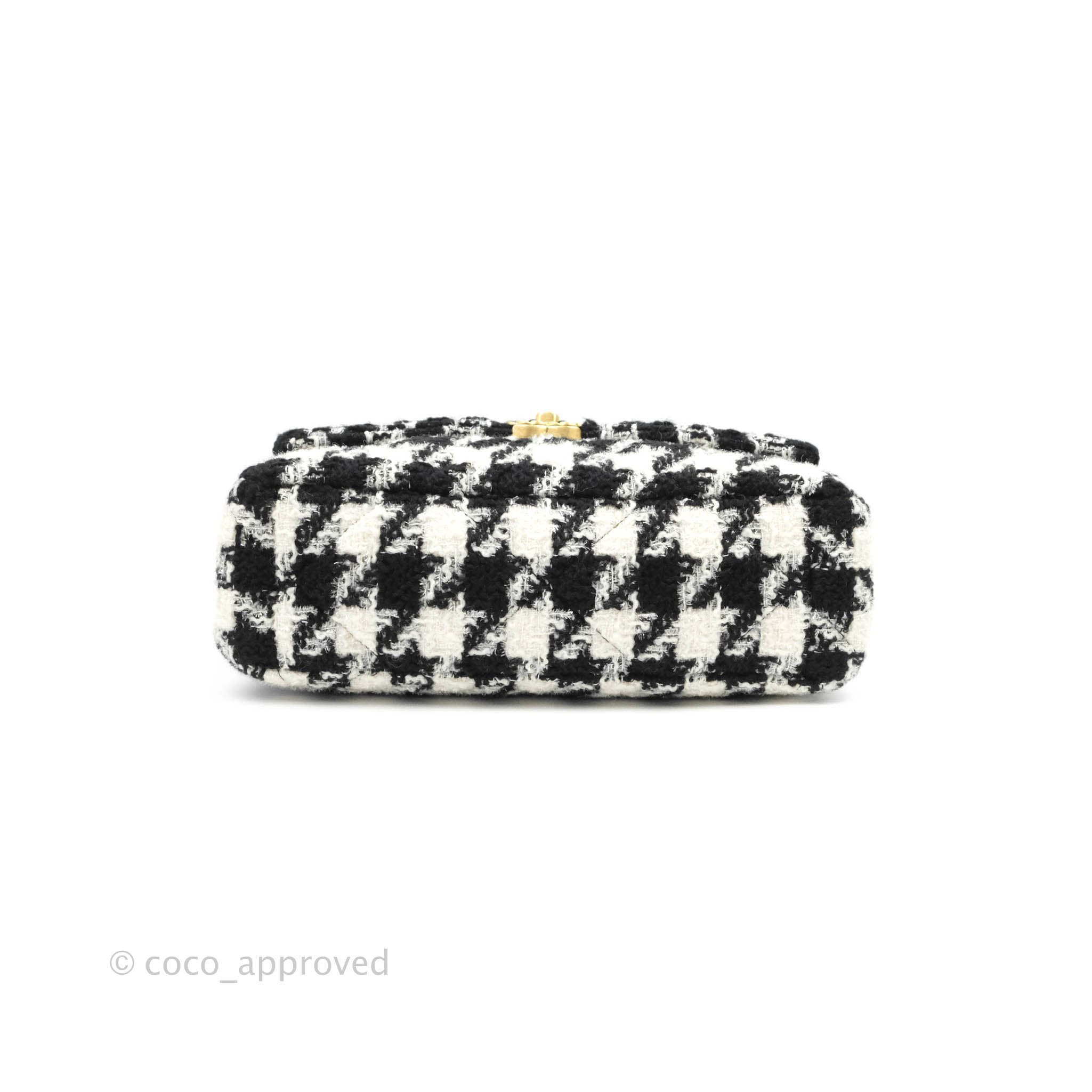 Chanel 19 Medium Flap Bag - Black & White Houndstooth Tweed with Mixed Hardware | Luxury Designer Handbag for Women, Perfect for Work, Parties & Special Occasions