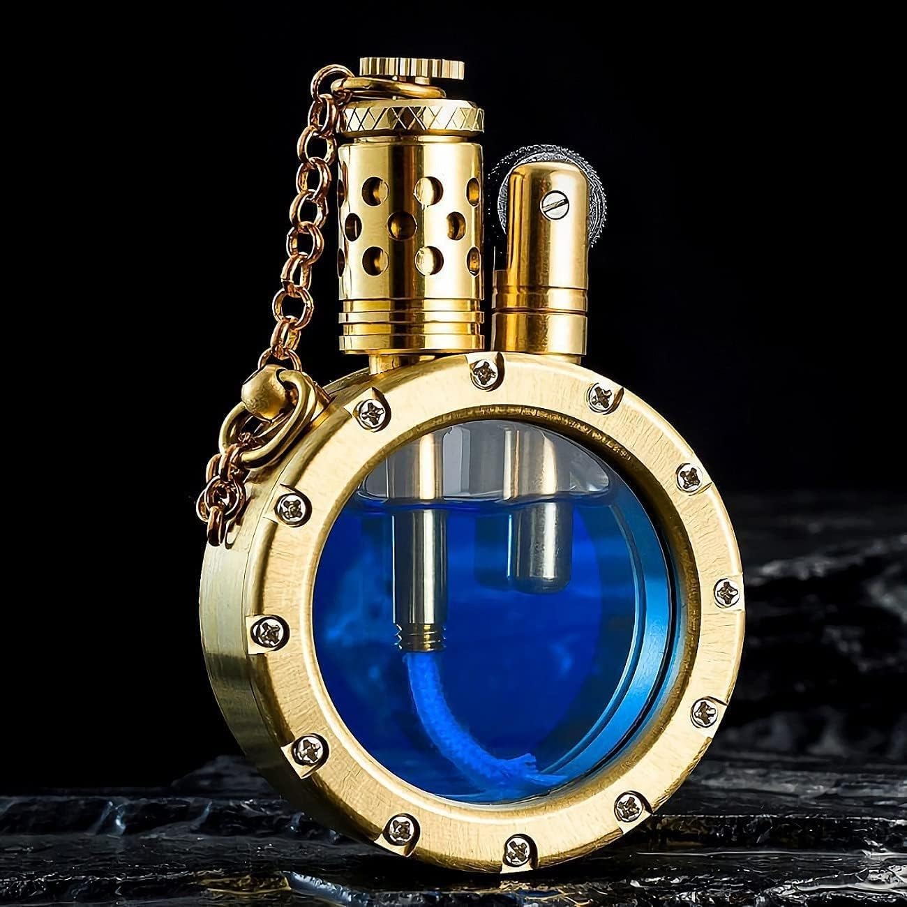 Vintage Steampunk Kerosene Lighter - Unique Metal Round Gift for Men (Father's Day, Camping)