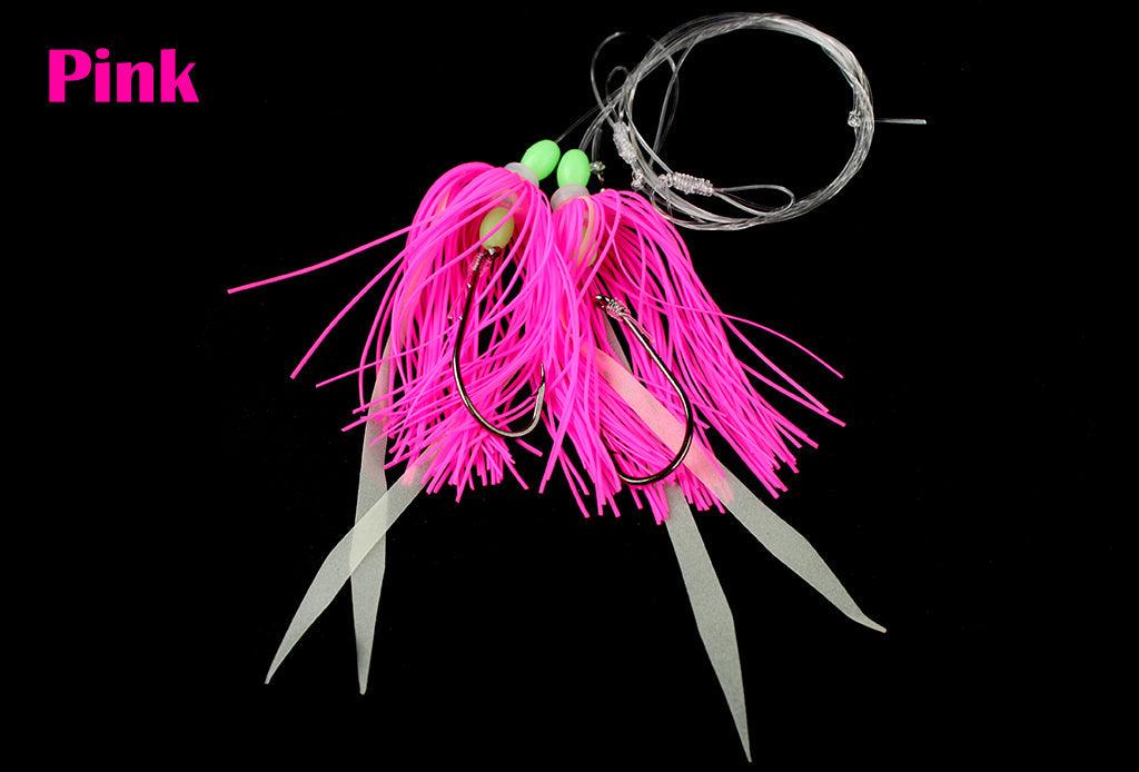 Jigging World Hi Lo Silicone Skirt Rigs - Saltwater Fishing Lures for Fluke, Sea Bass & Stripers - Perfect for Offshore & Inshore Fishing Trips