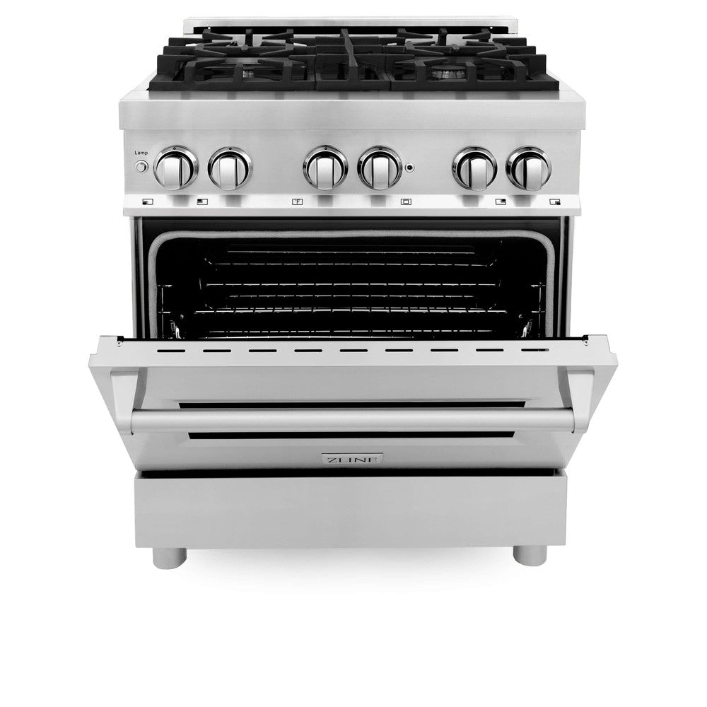 ZLINE RA30 30-Inch 4.0 cu. ft Stainless Steel Dual Fuel Range - 4 Burner Gas Cooktop & Electric Convection Oven for Professional Home Cooking | Perfect for Modern Kitchens & Gourmet Chefs
