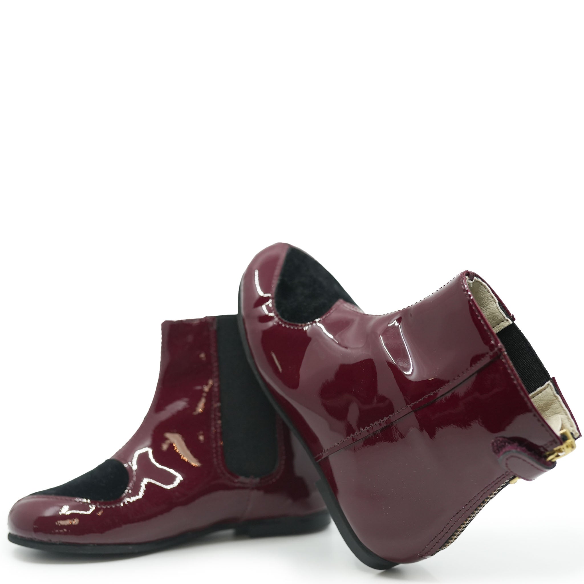 Sonatina Burgundy Patent Leather Heart Ankle Boots - Stylish Women's Fashion Booties for Casual Outfits & Date Nights
