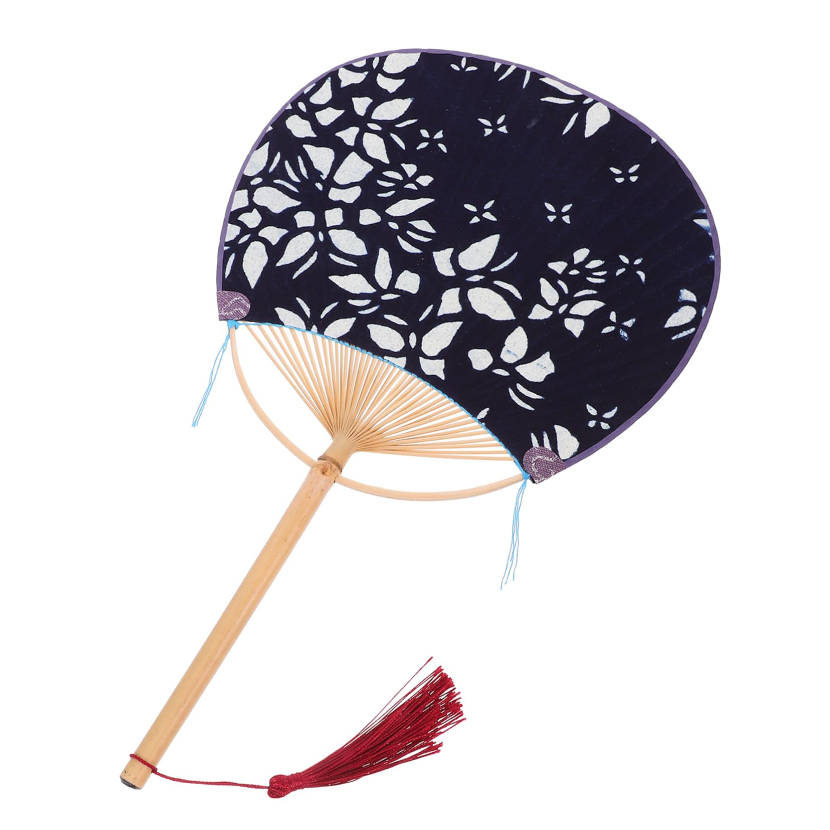 Japanese Style Double-Sided Sensu Fan - Handheld Navy Cloth Bamboo Fan with Random Pattern Painting - Perfect for Cosplay, Home Decor, and Traditional Dance Performances
