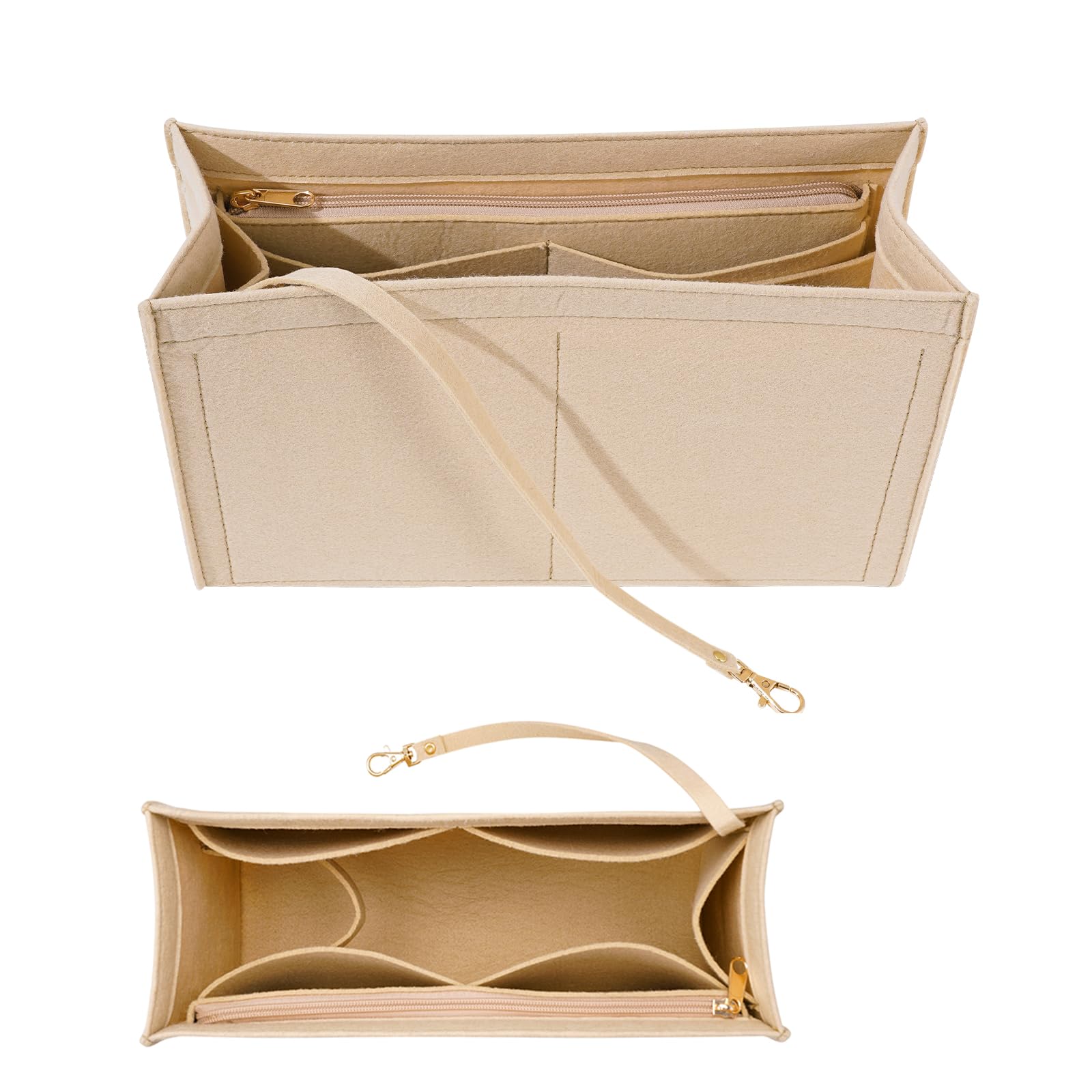 Premium Felt Purse Insert Organizer for Medium Dior Book Tote - Multiple Pockets (Large, Khaki) | Perfect for Travel, Work & Daily Essentials Organization