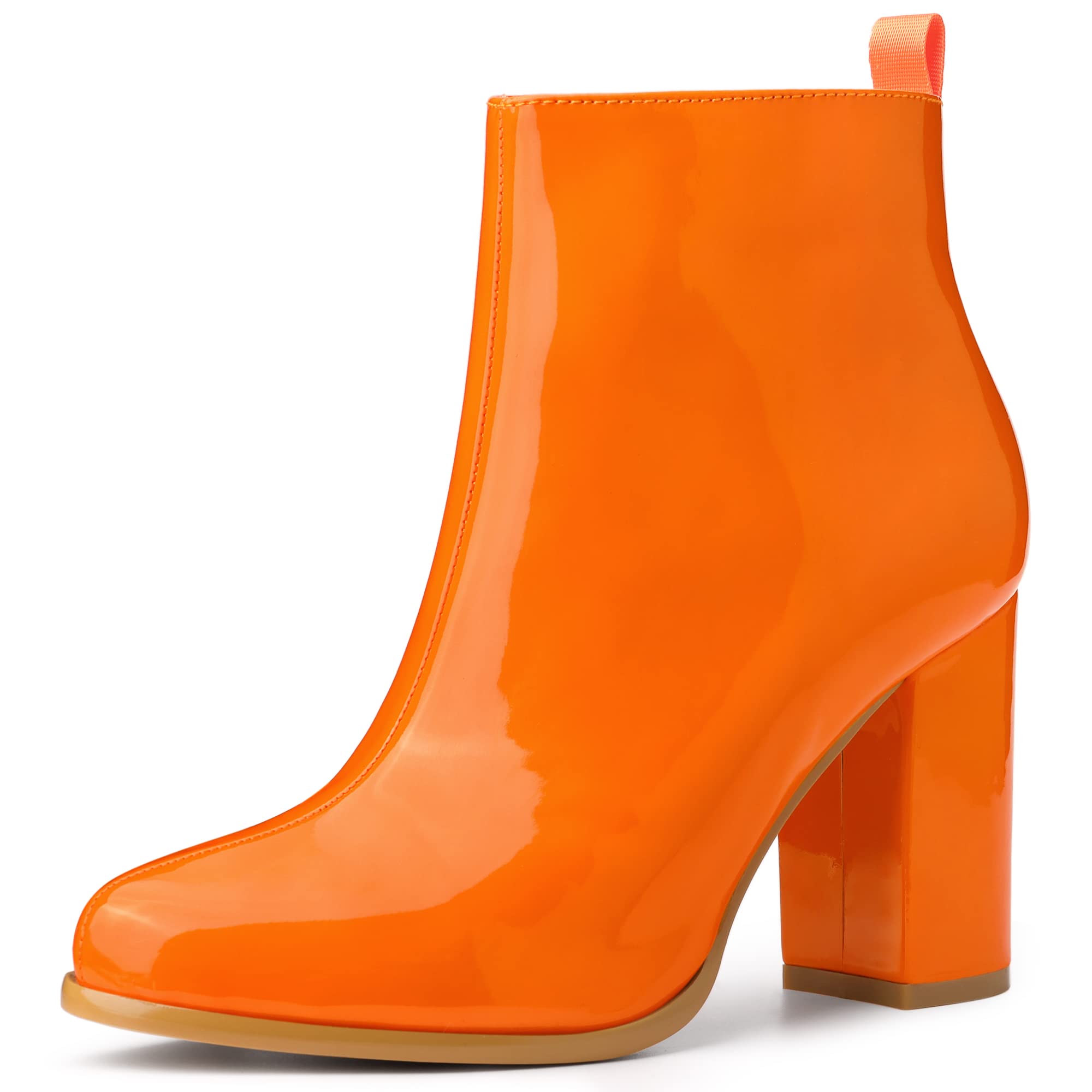Allegra K Women's Chunky Heel Ankle Boots with Round Toe & Zipper - Stylish Winter Boots for Casual Outfits, Office Wear & Night Out