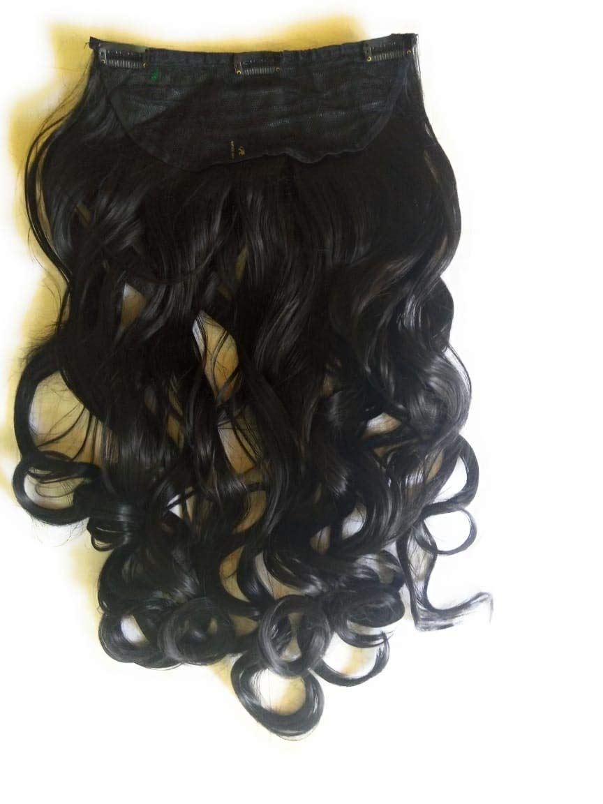 WigOWig 1 Piece Black Hair Extension for Women & Girls - Natural Looking Clip-in Human Hair Weft for Length & Volume - Perfect for Daily Wear, Parties & Special Occasions
