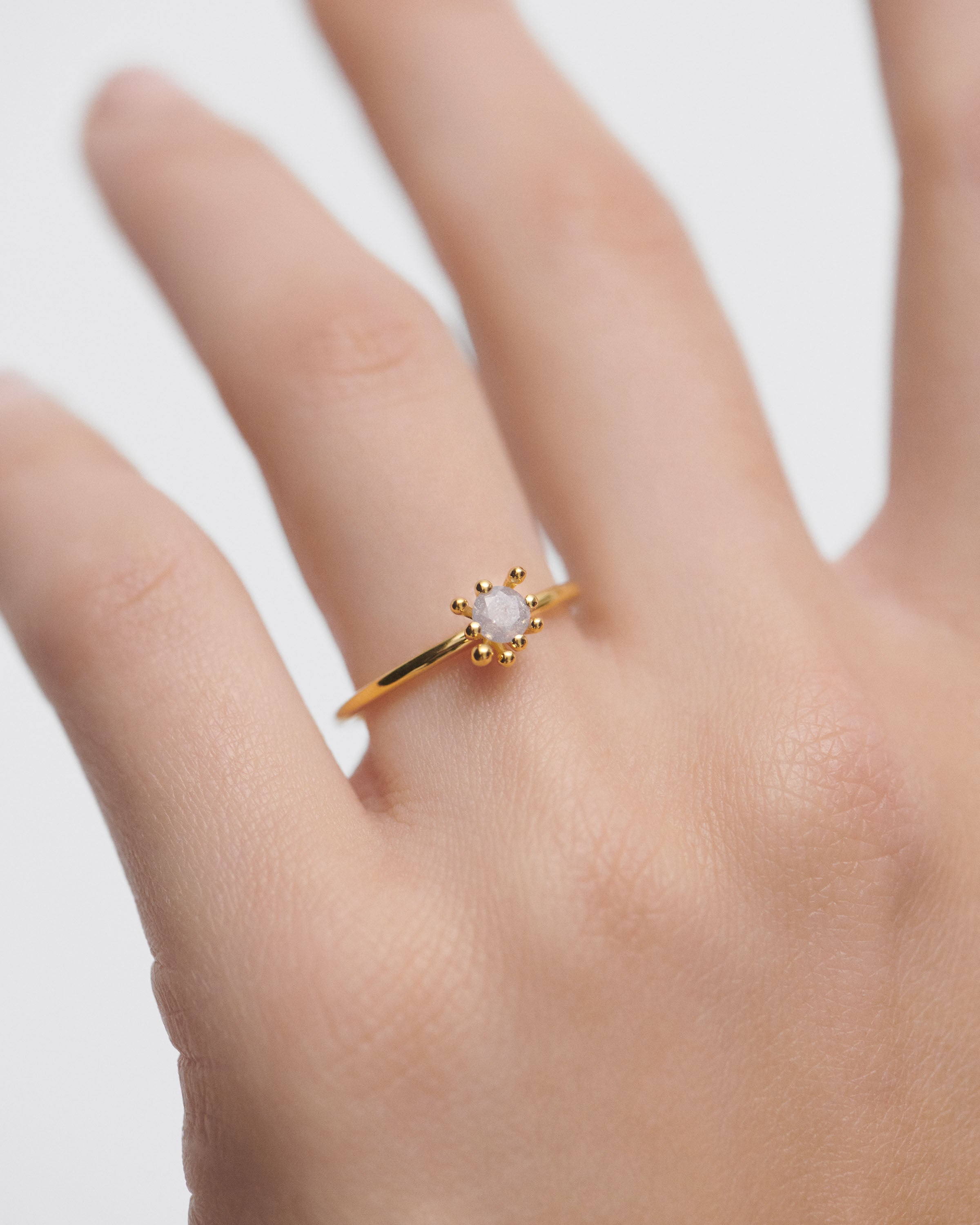 Grey Fleur Ring - Elegant Floral Design Silver Jewelry for Women | Perfect for Weddings, Parties & Everyday Wear