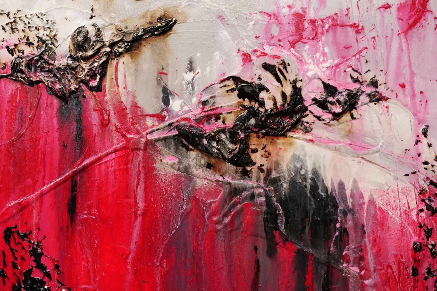 Rubine Class 160cm x 100cm Red Black Pink Textured Abstract Canvas Art Painting - Modern Wall Decor for Living Room, Bedroom & Office
