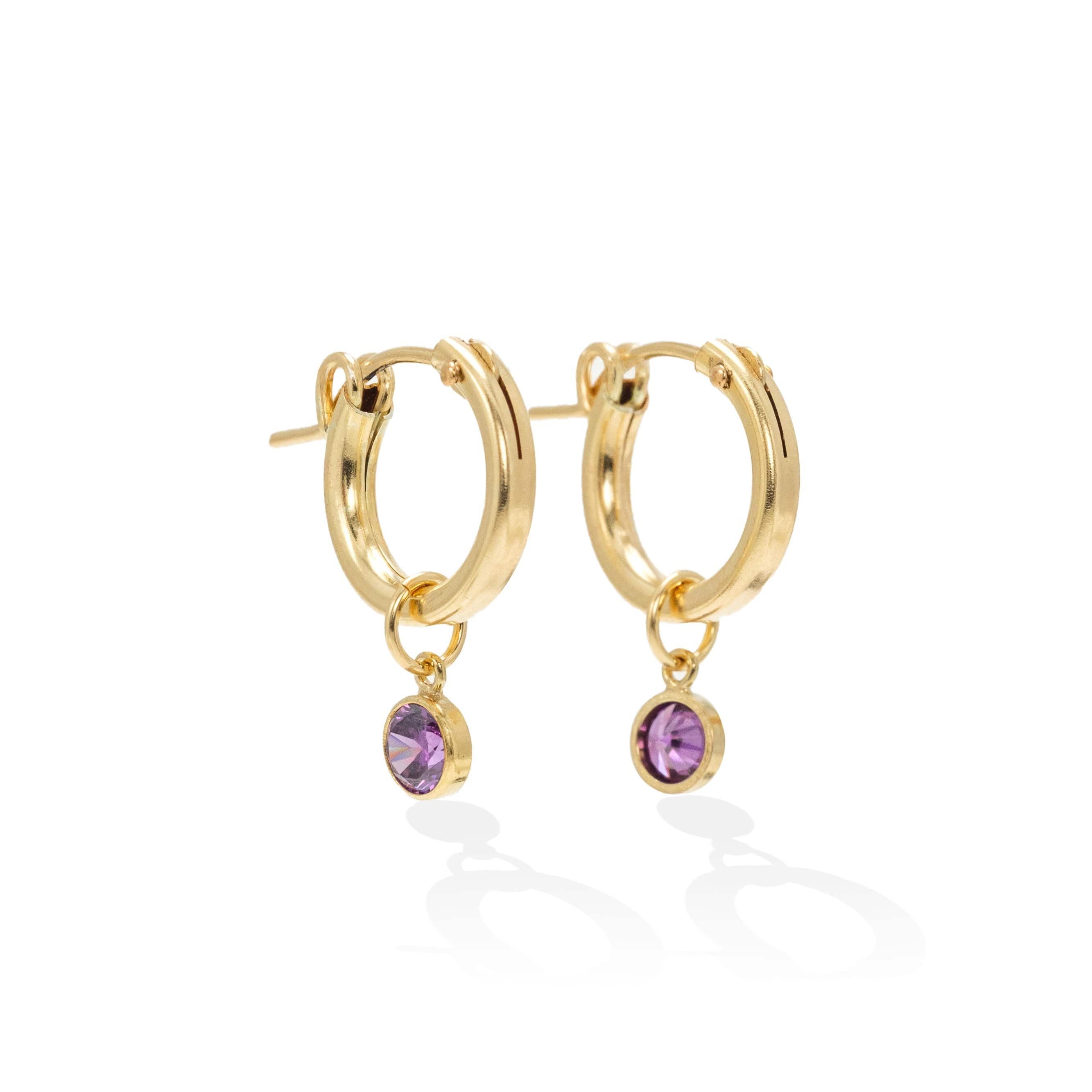 February Birthstone Gold Filled Hoop Earrings | Amethyst Jewelry for Women | Perfect Gift for Valentine's Day & Anniversary