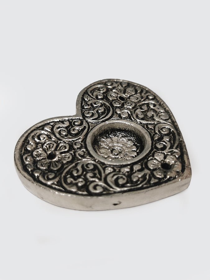 Namaste Metal Embossed Heart-Shaped Incense Holder - Perfect for Meditation, Yoga & Home Decor
