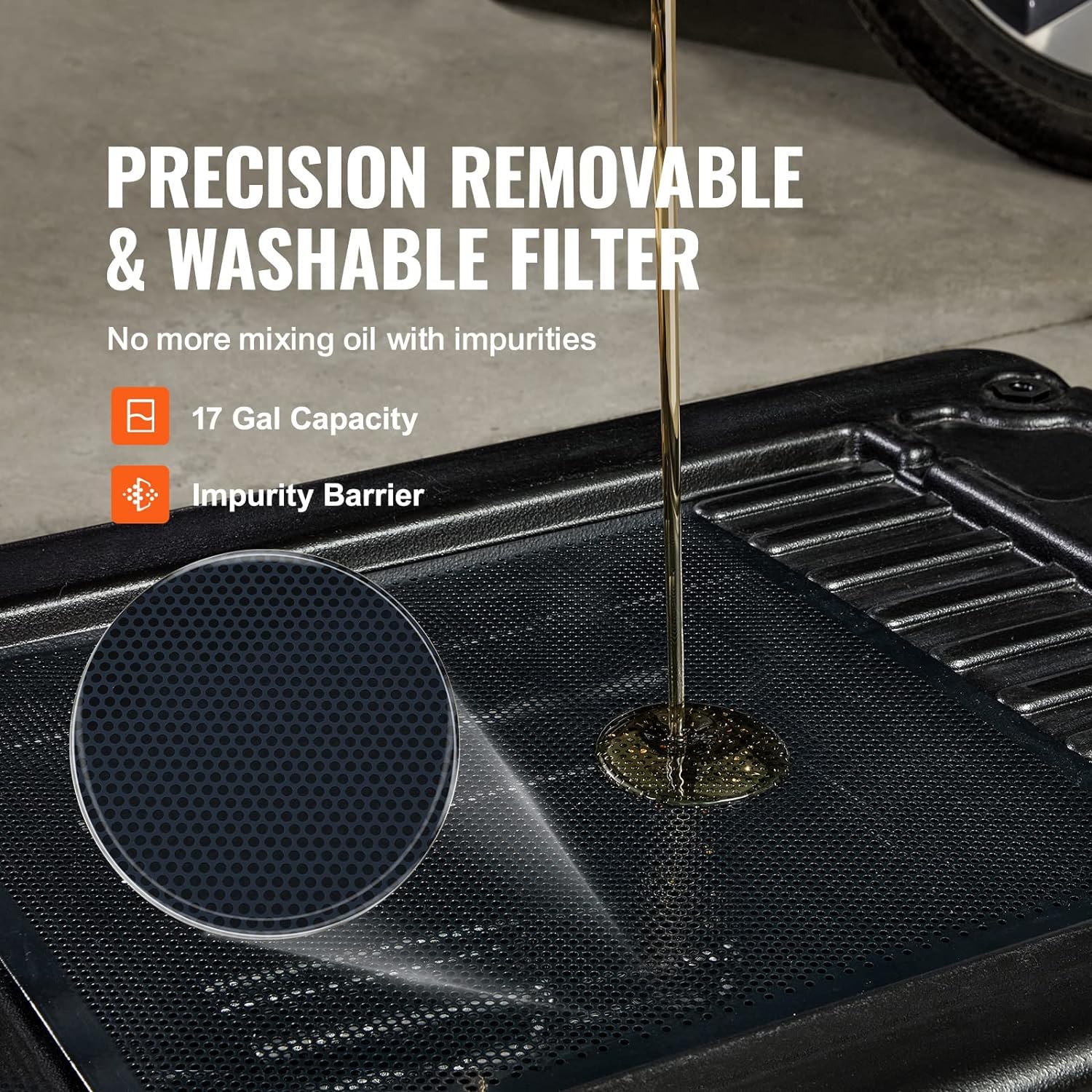 17 Gallon Oil Drain Pan with 180W Electric Pump - 64L Low Profile Oil Change Pan with 8.2' Hose & Swivel Casters for SUV, Truck, and Car Oil Changes - Perfect for DIY Auto Maintenance and Professional Garage Use