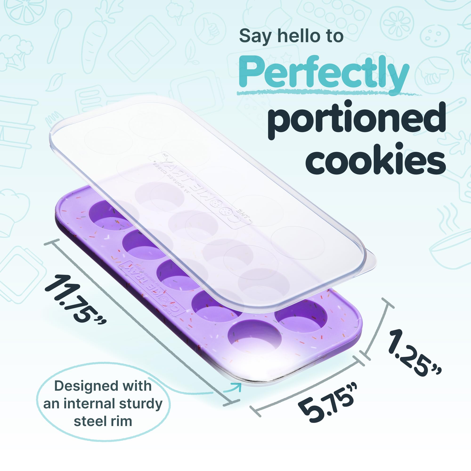 Souper Cubes Silicone Cookie Dough Freezer Tray - 2-Pack Lavender With Sprinkles - Perfect for Freezing Cookies, Mini Chocolates, Egg Bites & Peanut Butter Cups - Ideal for Meal Prep, Baking & Snack Storage
