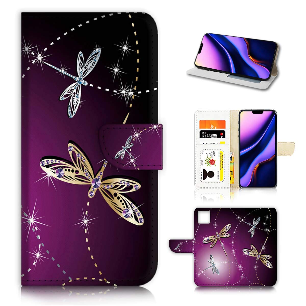 Premium Flip Wallet Phone Case for iPhone 11 Pro - A20232 Dragonfly Design | Slim Protective Cover with Card Slots for Everyday Use & Travel