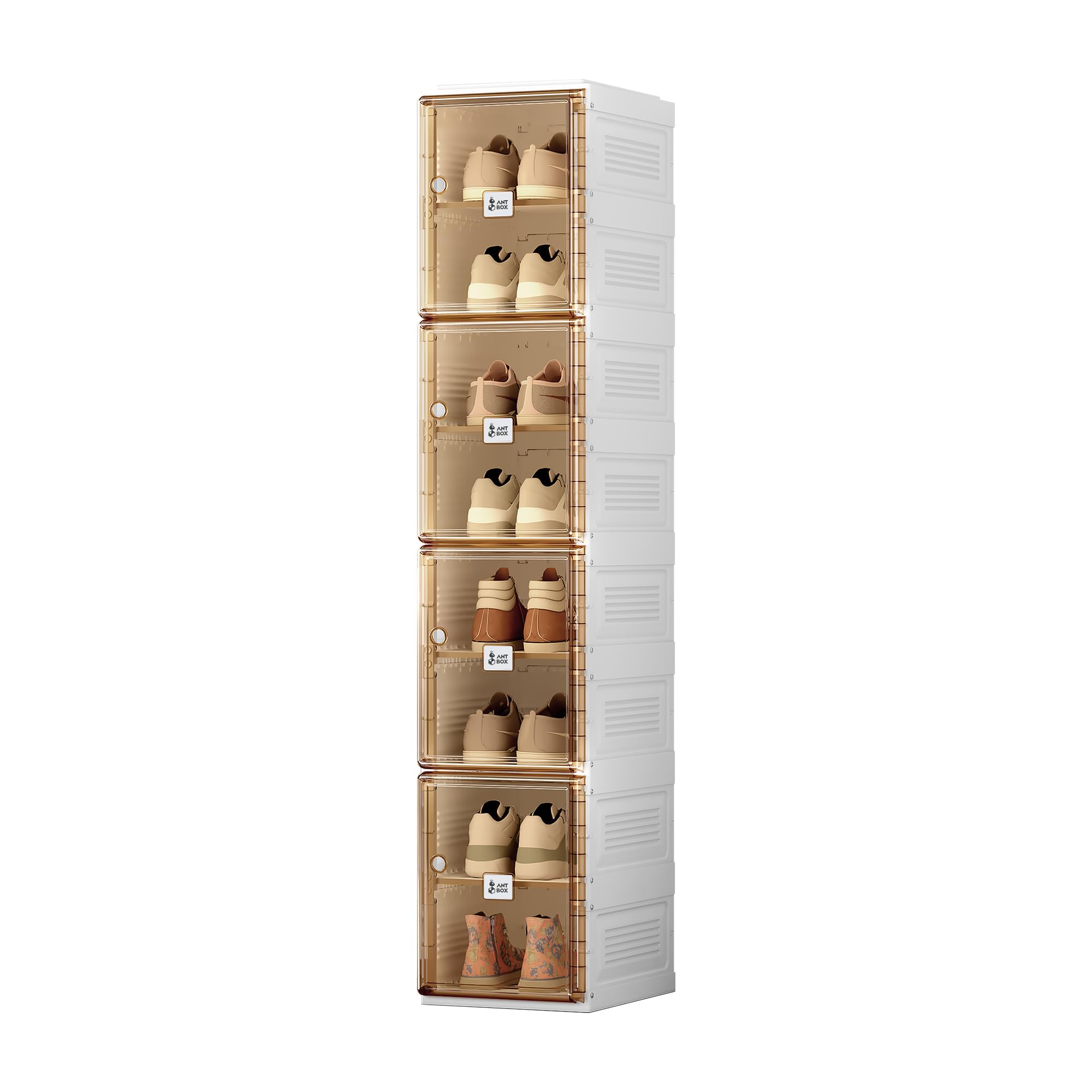 Portable Folding Shoe Organizer with Magnetic Clear Door - 8-Tier Storage Box for Sneakers & Shoes | Space-Saving Closet Solution for Bedroom, Entryway & Dorm Organization