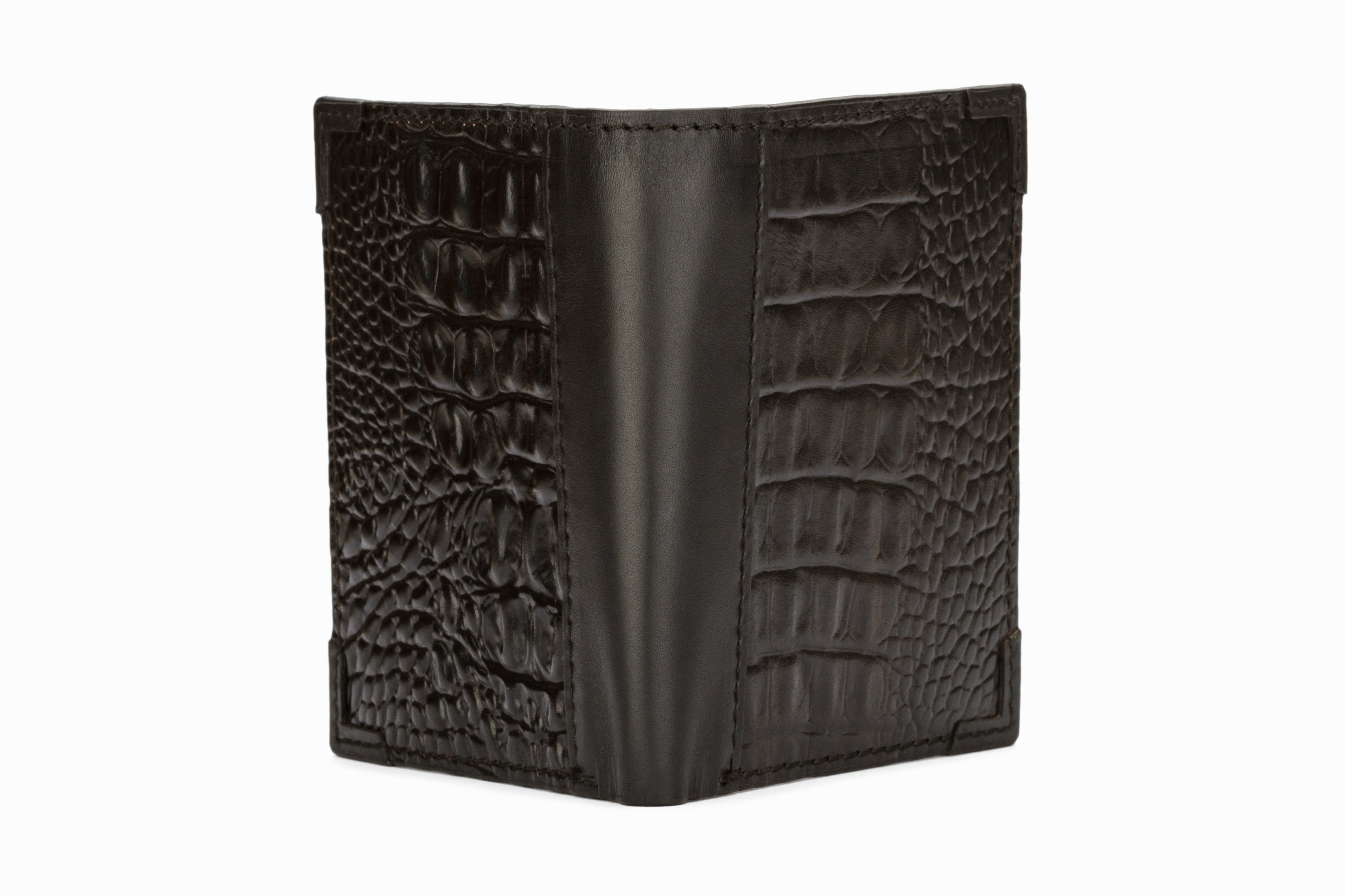 Premium Hip Fold Leather Wallet - Genuine Crocodile Embossed Black Leather - Slim RFID Blocking Bifold Wallet for Men - Perfect for Everyday Carry, Business & Travel