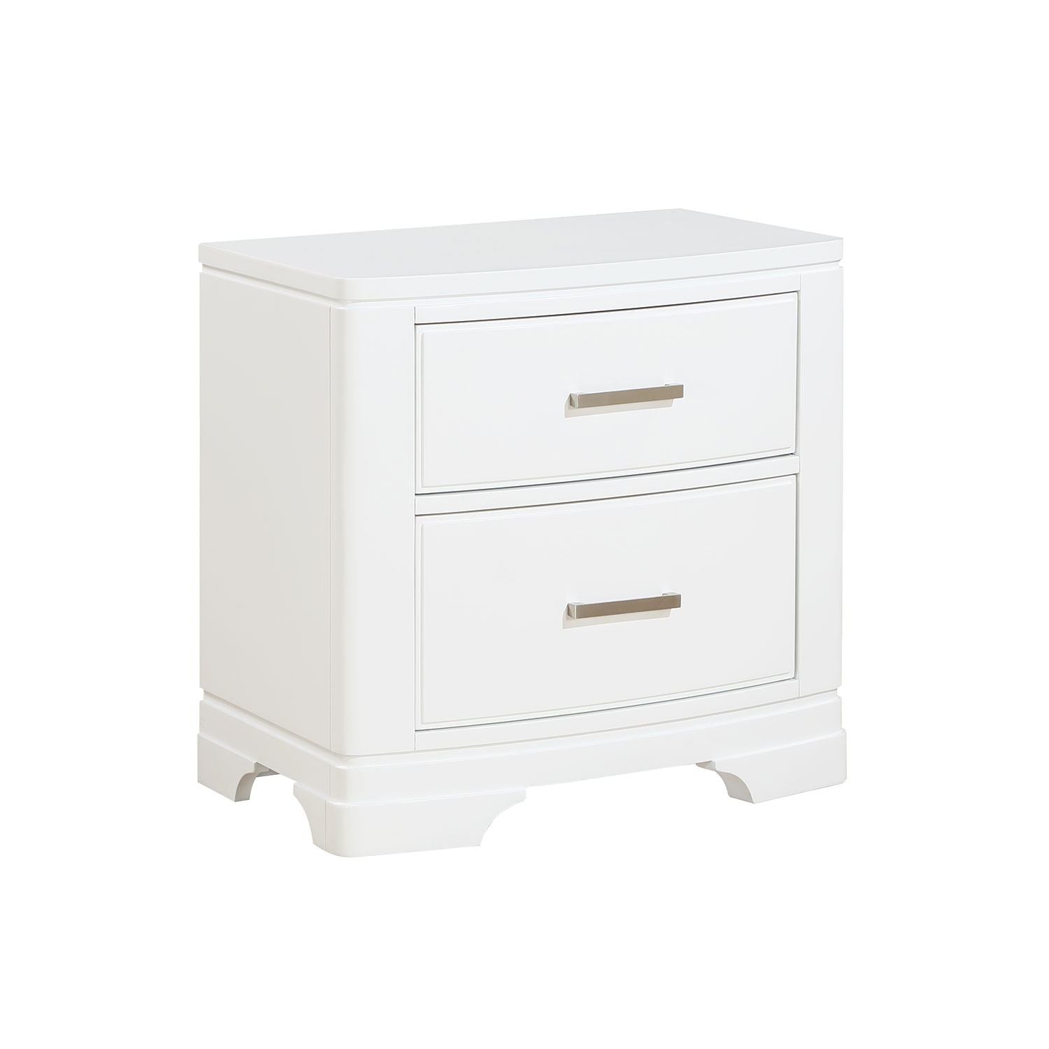 Modern White Arista Nightstand - Stylish Bedside Table for Bedroom, Living Room, or Office with Storage Shelf