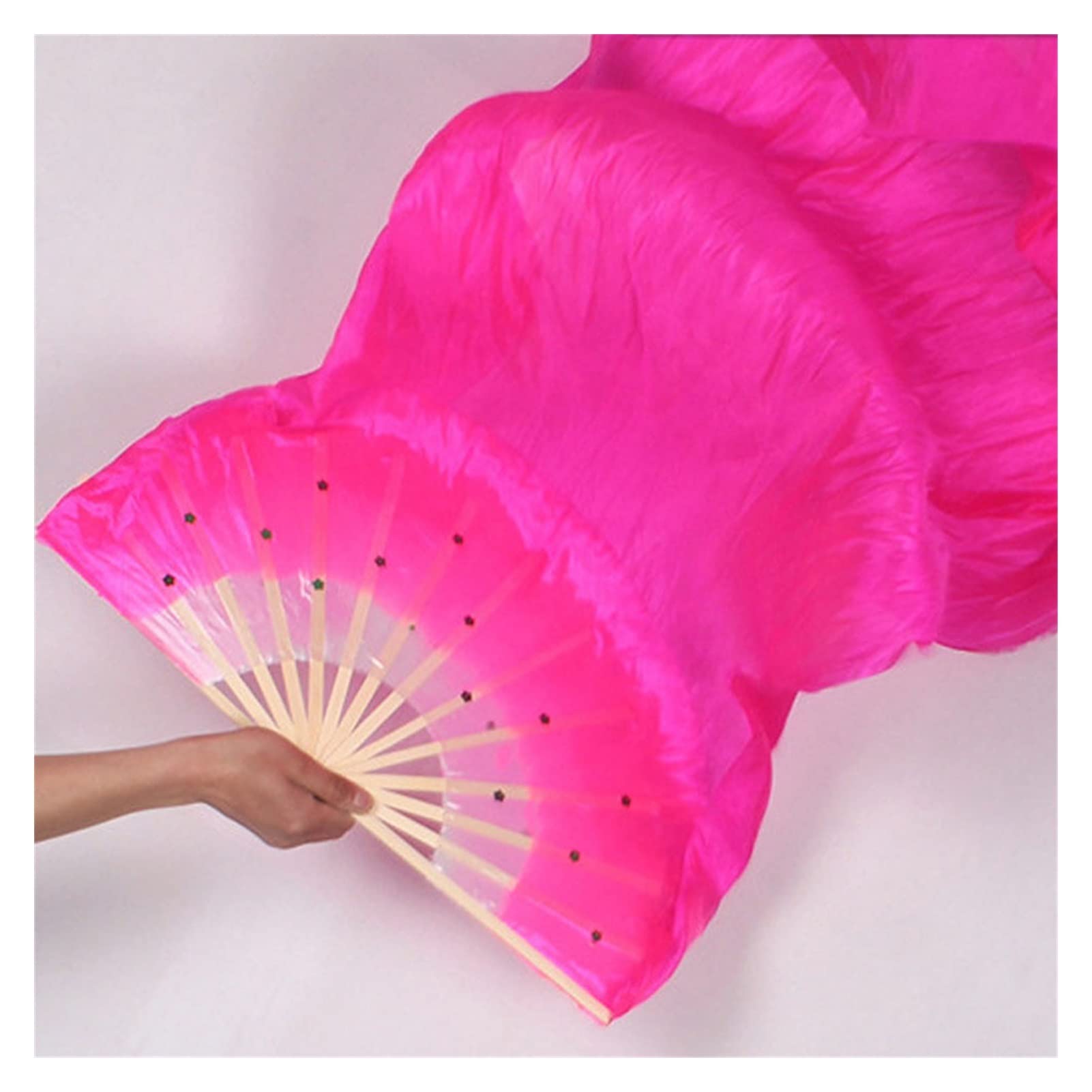Professional Women's Belly Dance Bamboo Fan Veil - Colorful Long Silk Scarf for Stage Performance & Costume Accessories | Reusable Portable Dance Props for Parties, Weddings & Cultural Events