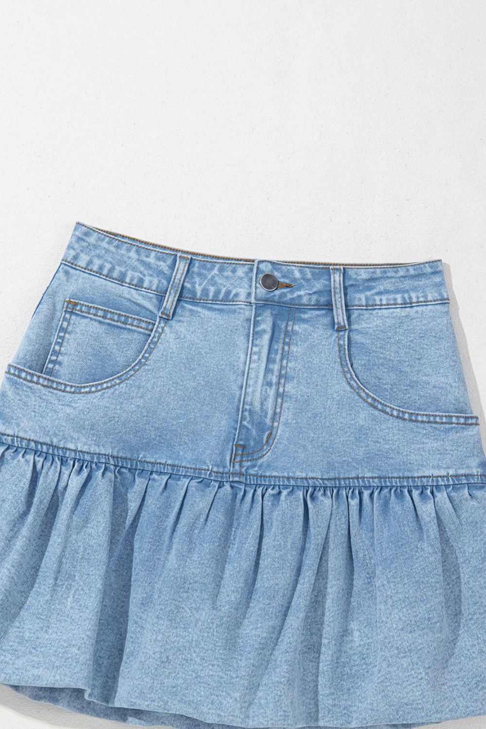 Stylish Bubble Hem Denim Mini Skirt for Women - Trendy High Waist A-Line Short Skirt - Perfect for Casual Outfits, Parties & Summer Fashion