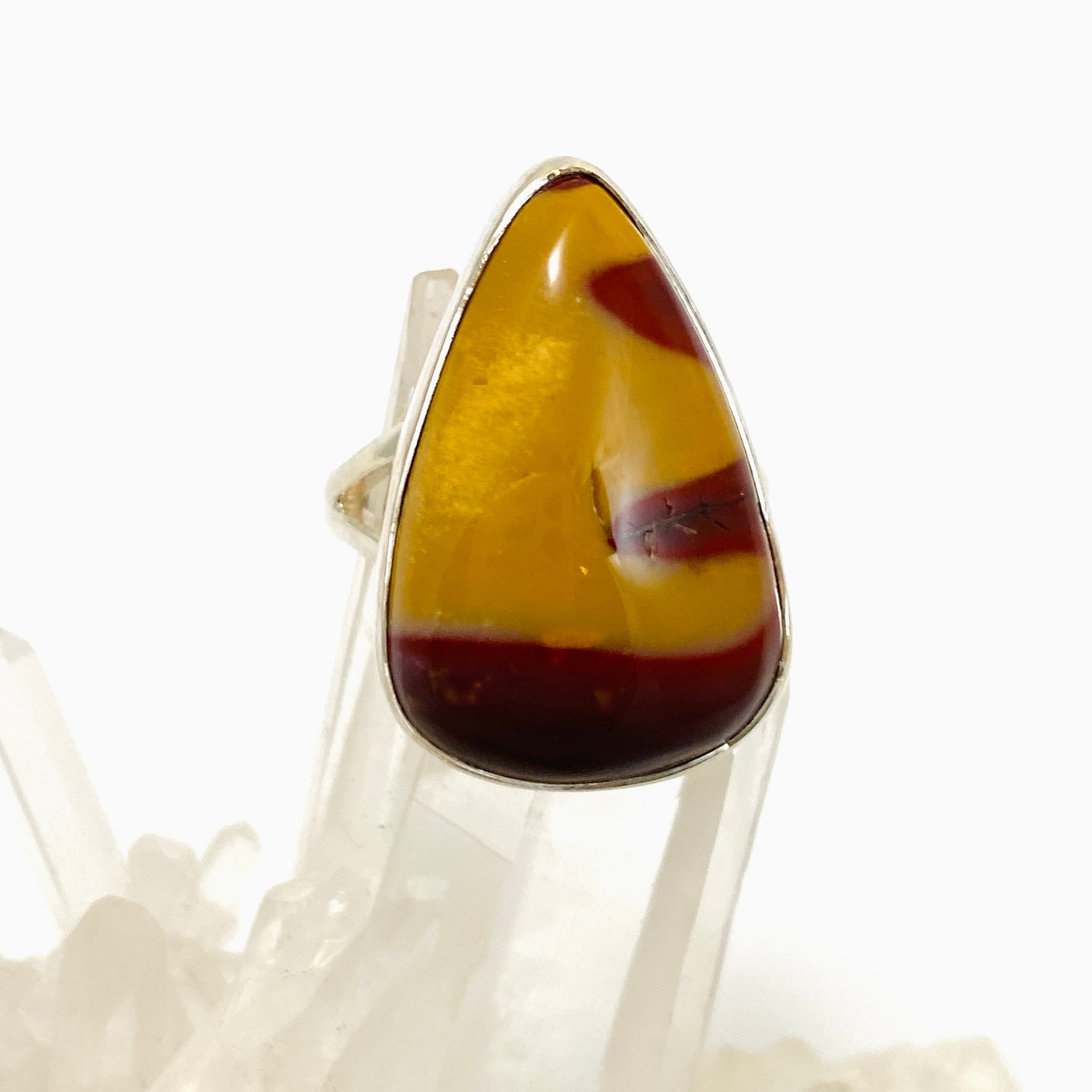 Mookaite Teardrop Cabochon Split Band Ring - Size 8 - KRGJ3387 - Perfect for Boho Jewelry, Spiritual Healing & Unique Gift Giving