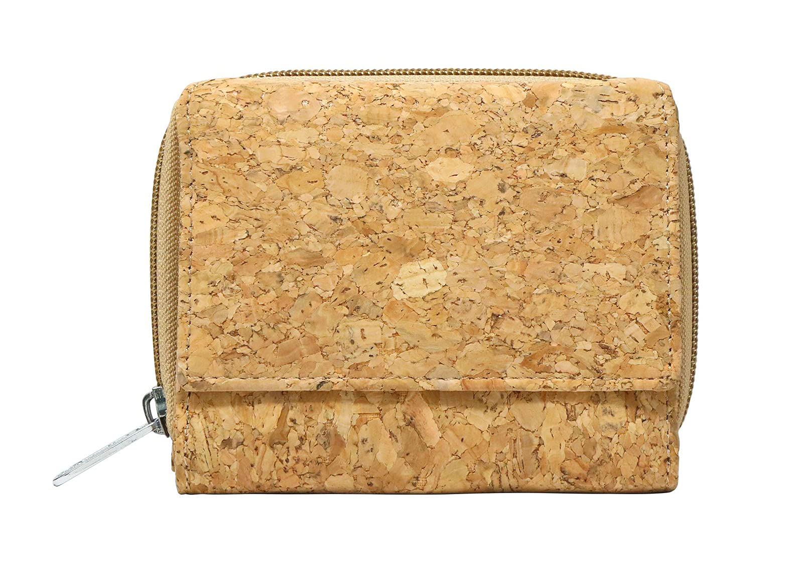 Hudson & James Vegan RFID Blocking Cork Wallet for Women - Compact Card Holder with Phone Pocket - Stylish Ladies Clutch Purse for Everyday Use, Travel & Business (Plain Cork)