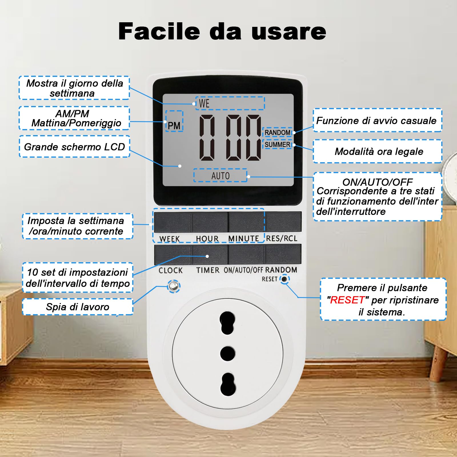 JOYELEC Digital Plug-in Timer - 10 Programmable Settings, 16A 3680W 230VAC, Smart Countdown Switch for Home Appliances & Street Lighting - Perfect for Energy Saving, Christmas Lights & Outdoor Lighting Control