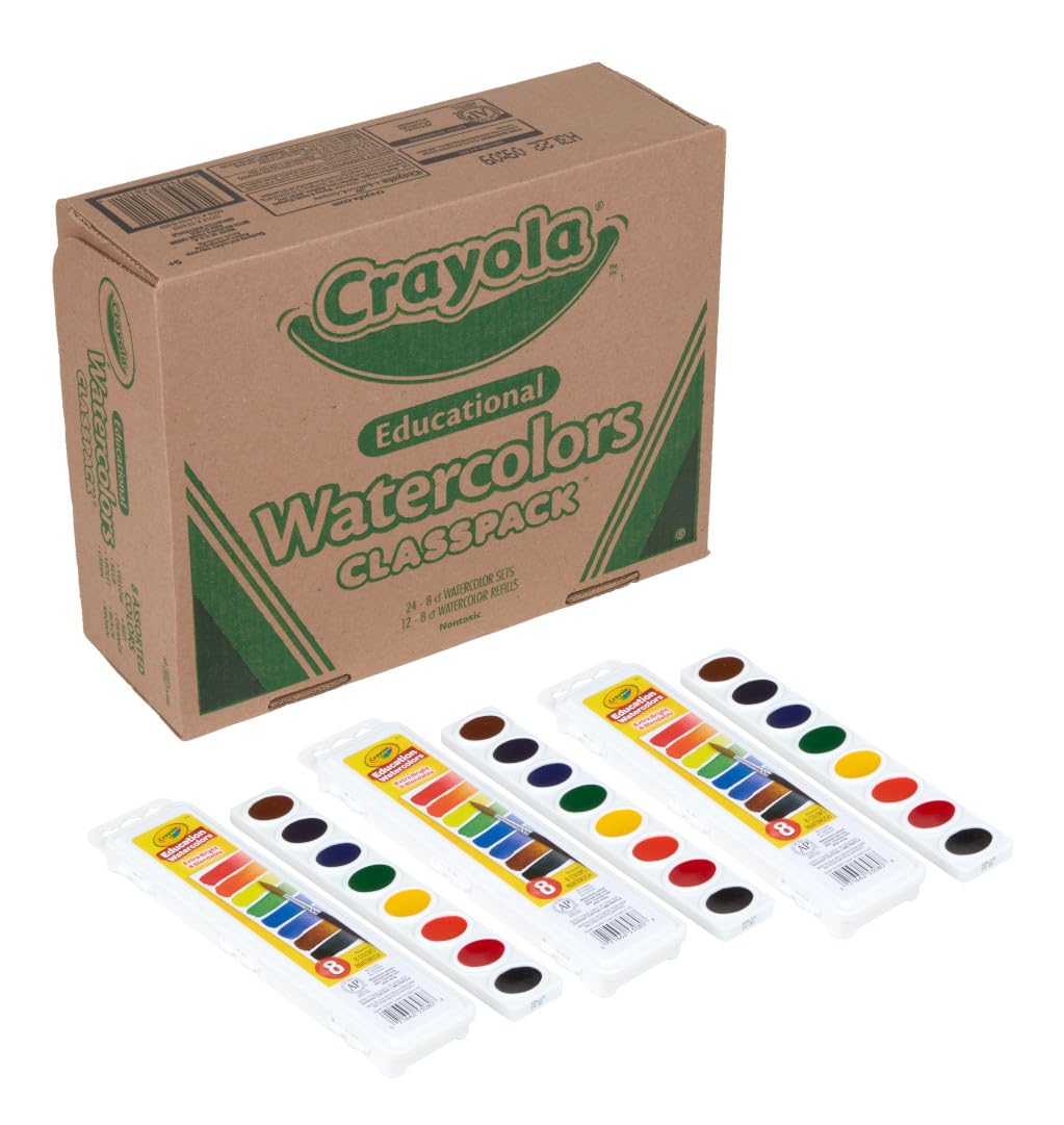 Crayola Watercolor Classpack - Bulk Paint Set for Kids with 24 Trays & 12 Refills | Non-Toxic School Art Supplies for Classroom, Homeschool & Creative Projects
