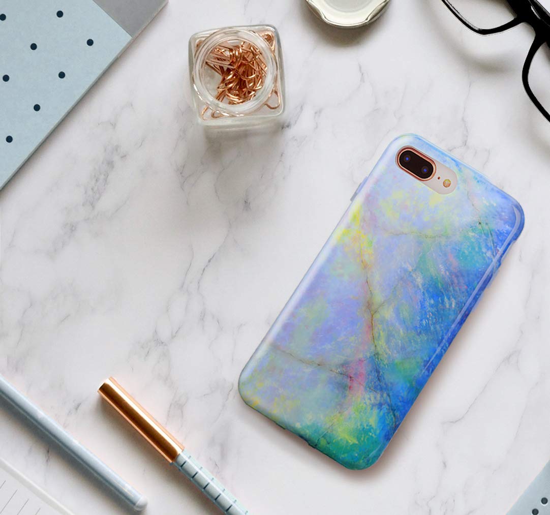 VELVET CAVIAR iPhone 8 Plus/7 Plus Case - Opal Blue Marble Protective Phone Cover for Women | Shockproof Slim Design for Everyday Use, Work & Travel