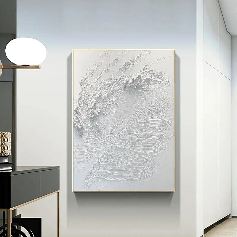 White Minimalist Textured Painting Canvas Wall Art - Modern Abstract Home Decor for Living Room, Bedroom & Office | Premium Quality #MM014
