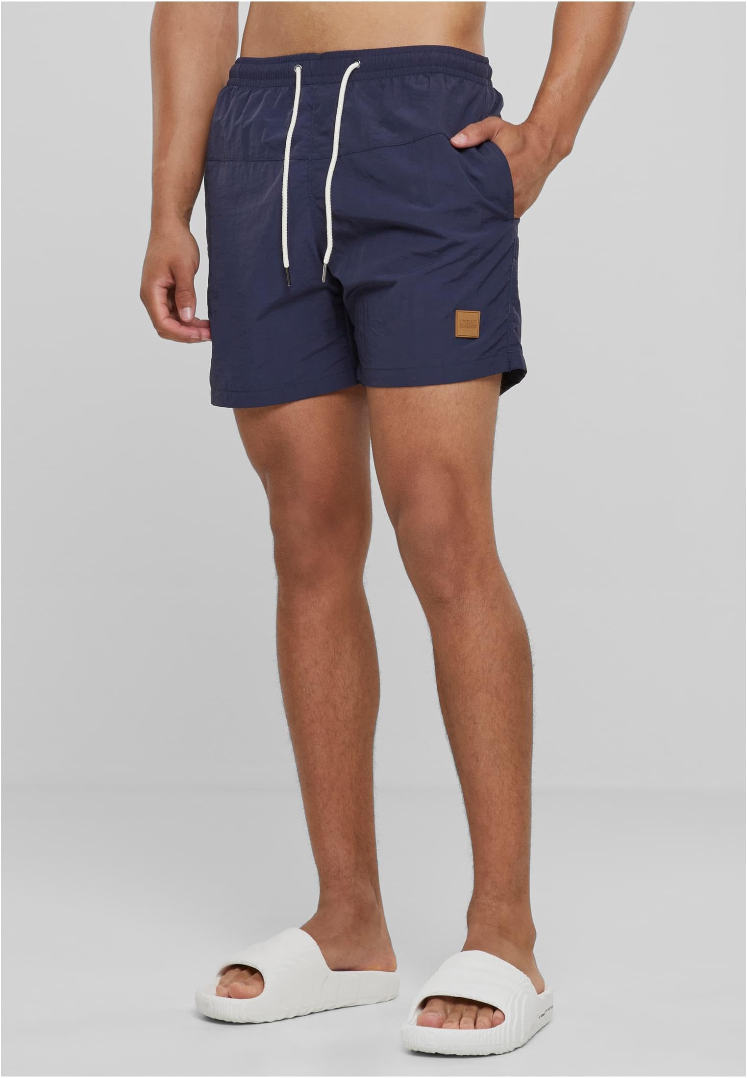 Men's Quick-Dry Swim Trunks - Navy Blue Block Print - XXL - Comfortable & Stylish for Beach, Pool & Water Sports