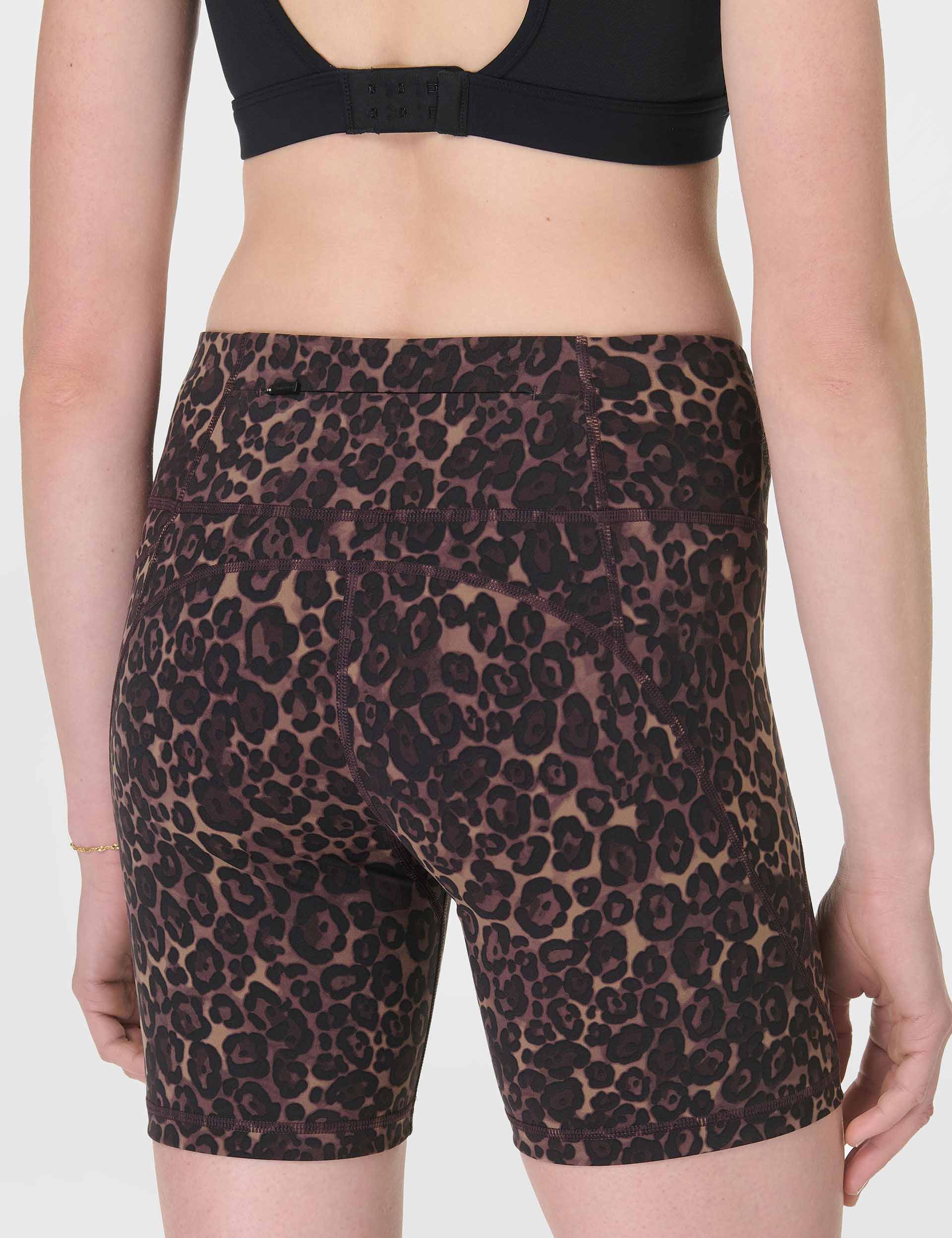 Power 6 Cycling Shorts - Brown Wild Leopard Print Biking Shorts for Men & Women | Comfortable & Breathable for Road Cycling, Mountain Biking & Indoor Training